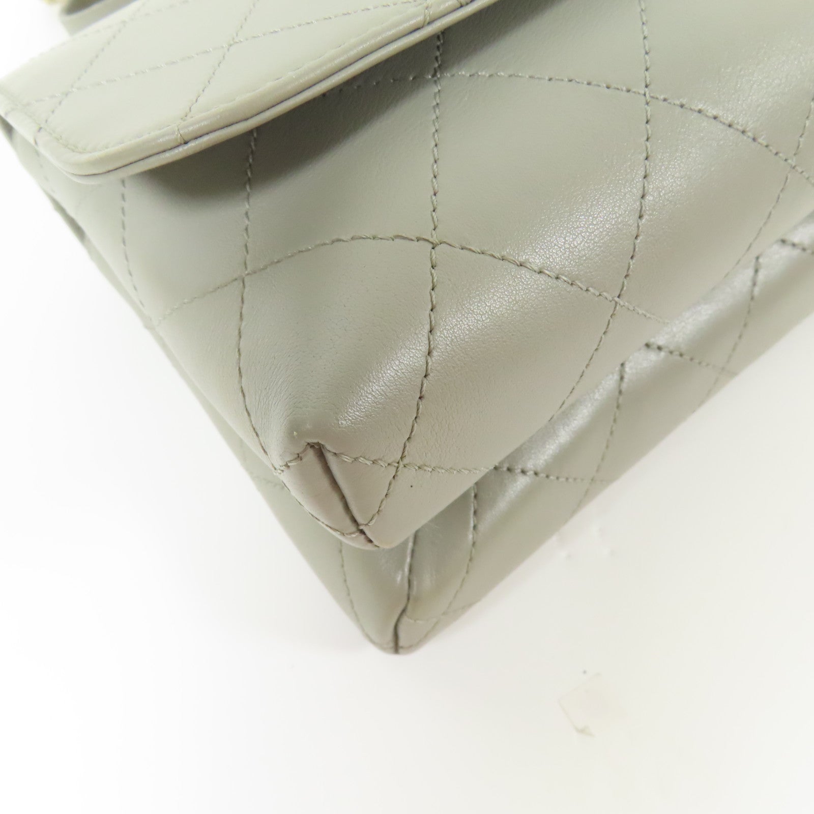 CHANEL 牛皮皮革Flap Bag With Top Handle金扣手挽肩背兩用袋