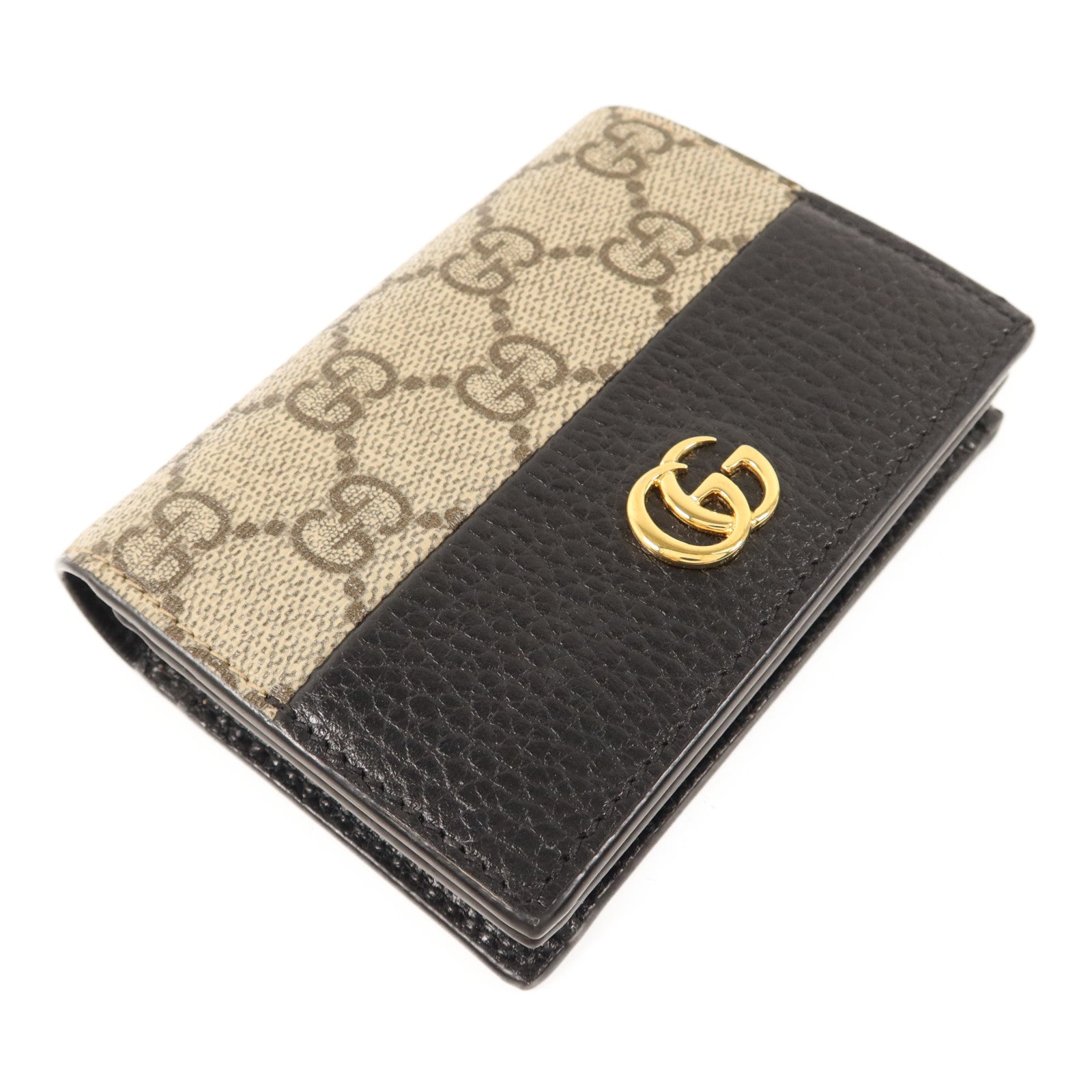 GUCCI 塗層帆布/牛皮皮革GG Marmont Bifold Wallet金扣錢包
