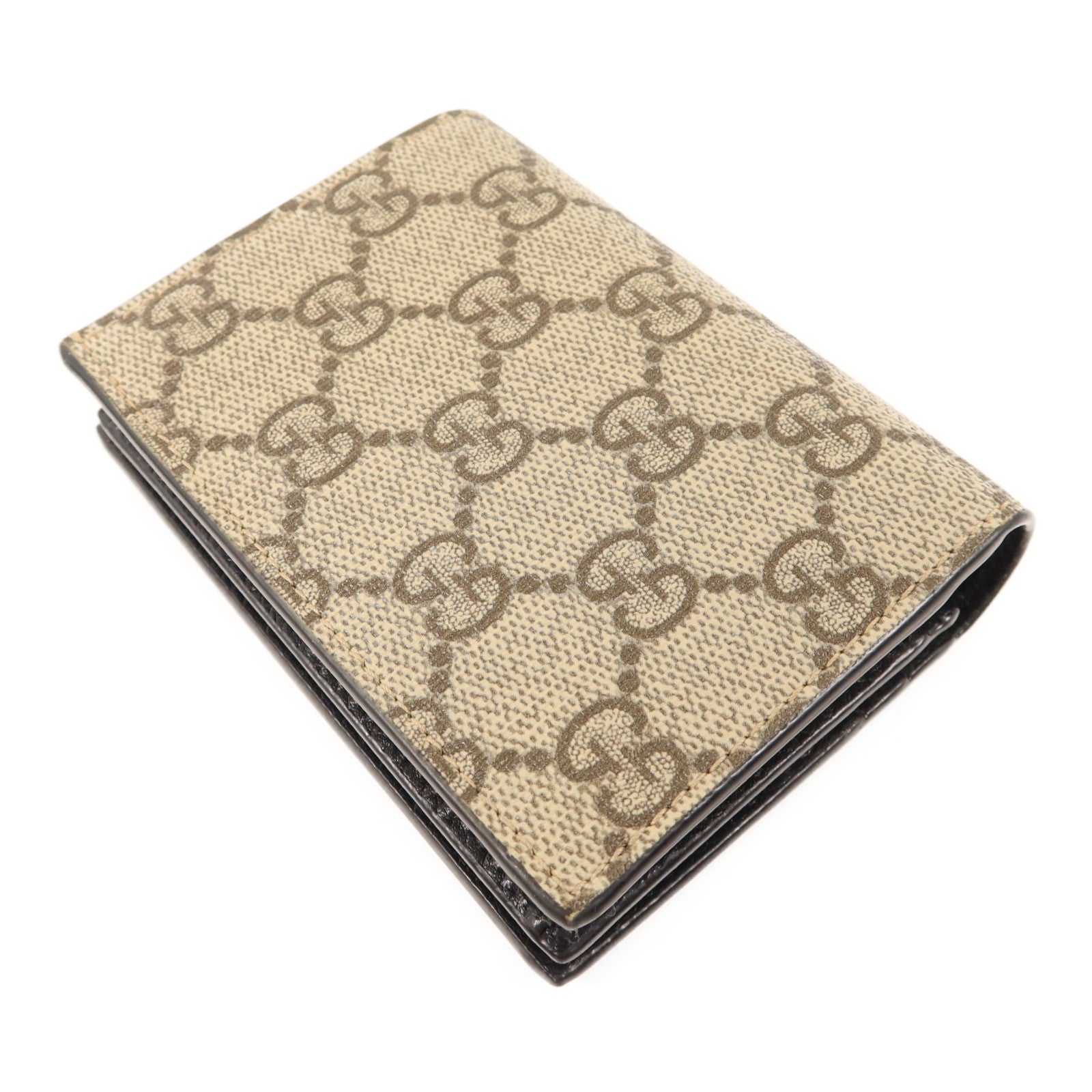 GUCCI 塗層帆布/牛皮皮革GG Marmont Bifold Wallet金扣錢包