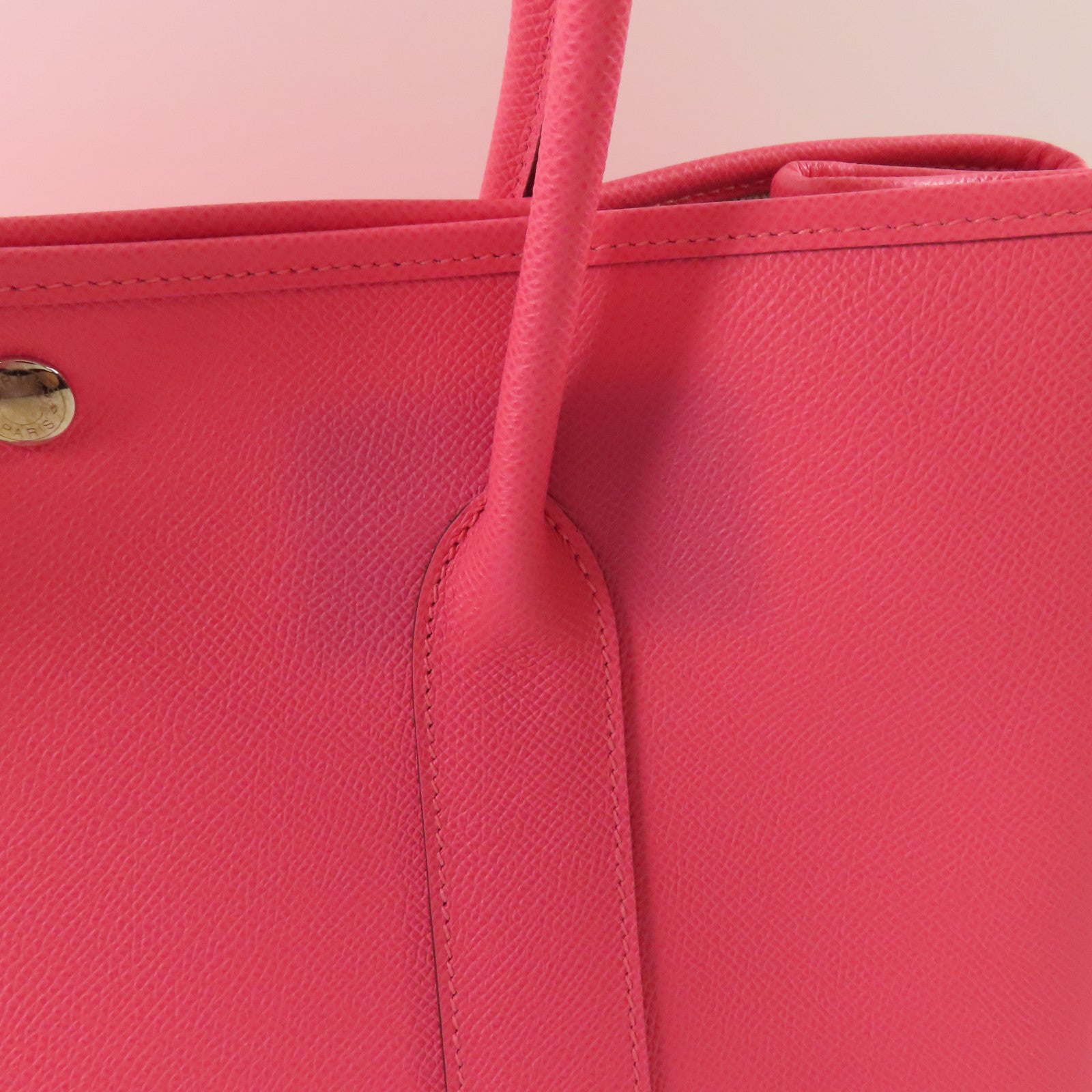 HERMES Epsom皮革Garden Party PM銀扣手挽袋Rose Azalee
