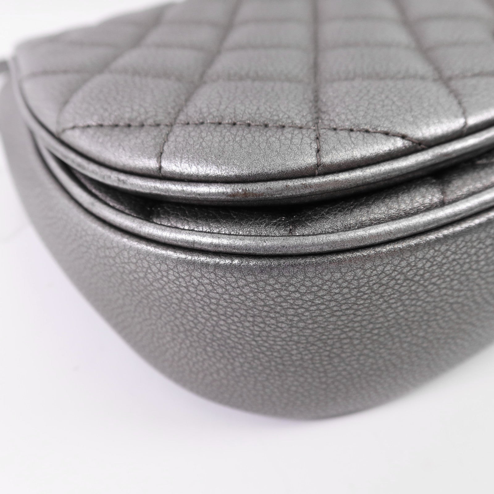 CHANEL 牛皮皮革Chain Shoulder銀扣鏈帶肩背袋