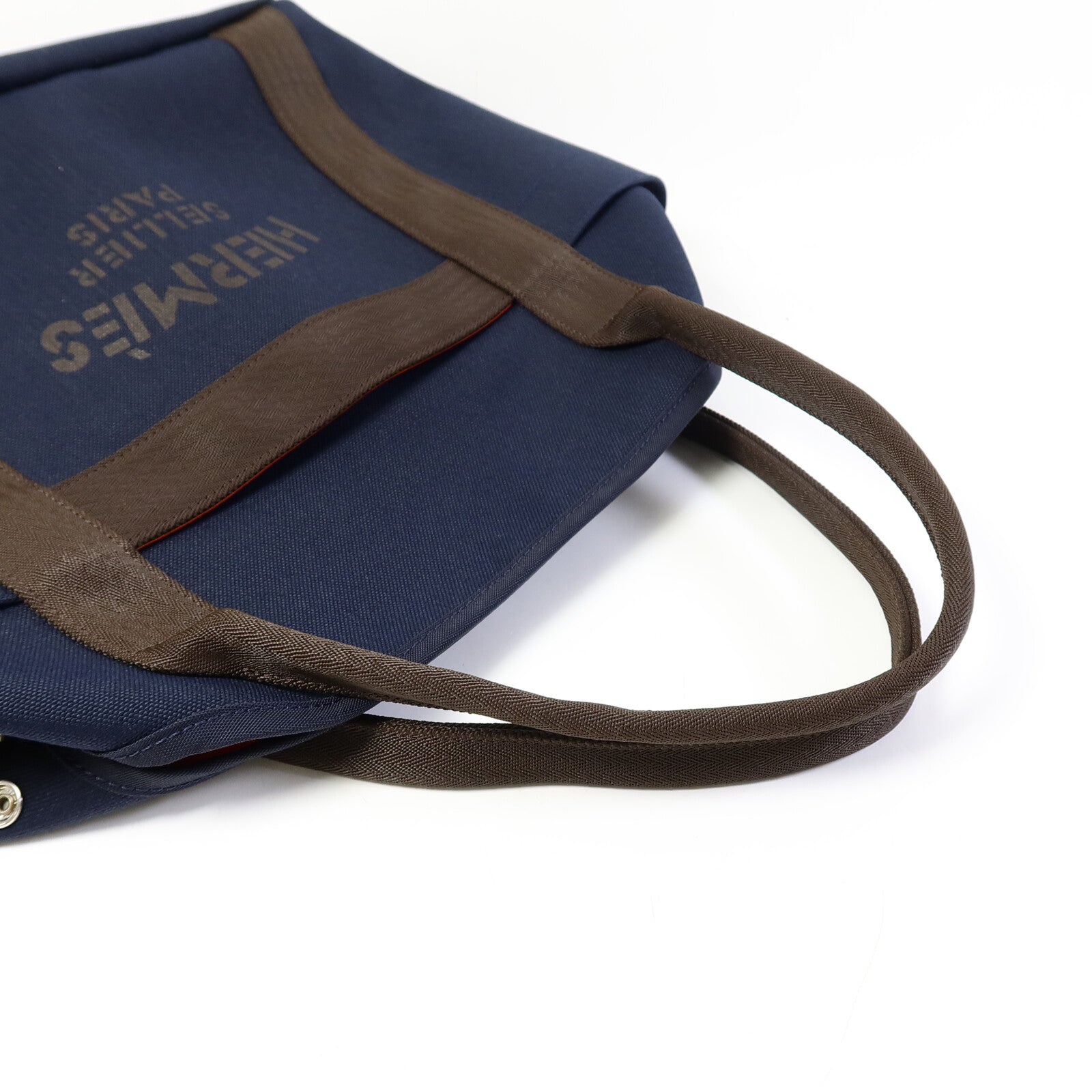 HERMES 帆布Grooming Bag銀扣手挽肩背兩用袋Blue