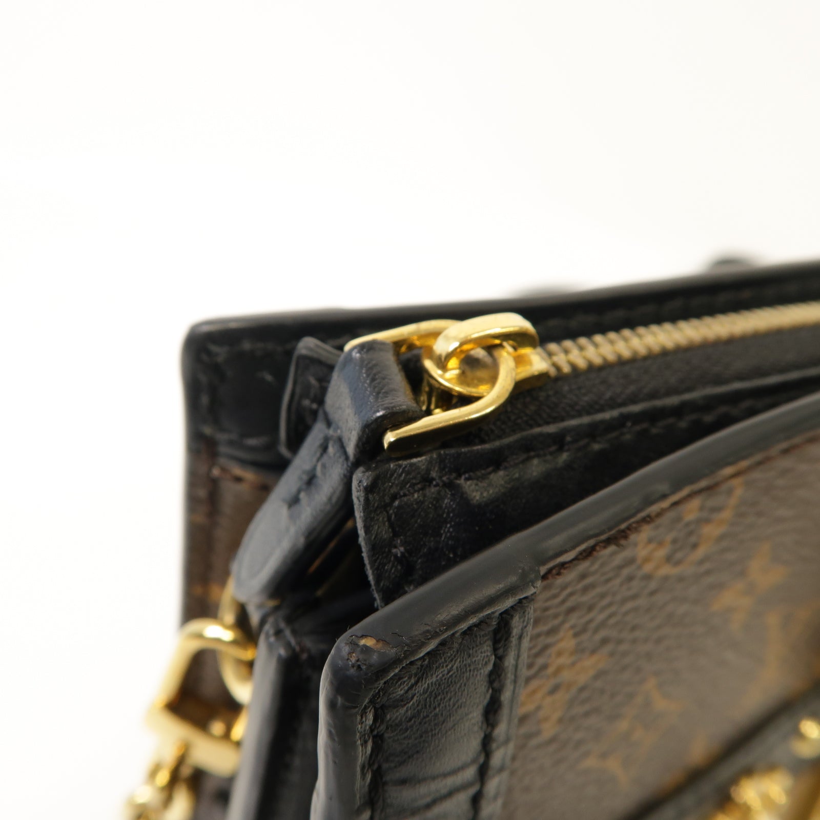 LOUIS VUITTON Monogram Reverse Trunk Clutch金扣肩背袋啡色