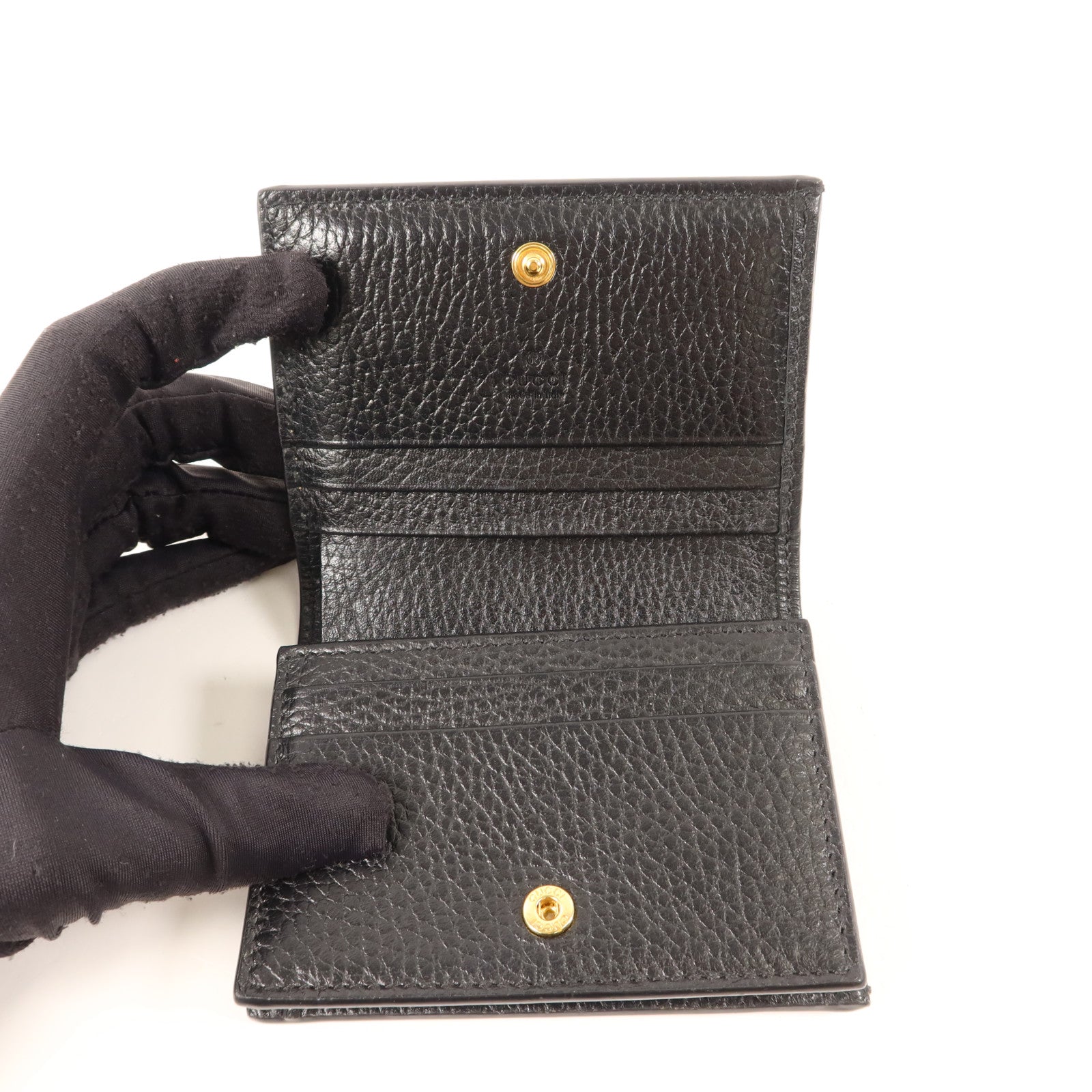 GUCCI 塗層帆布/牛皮皮革GG Marmont Bifold Wallet金扣錢包