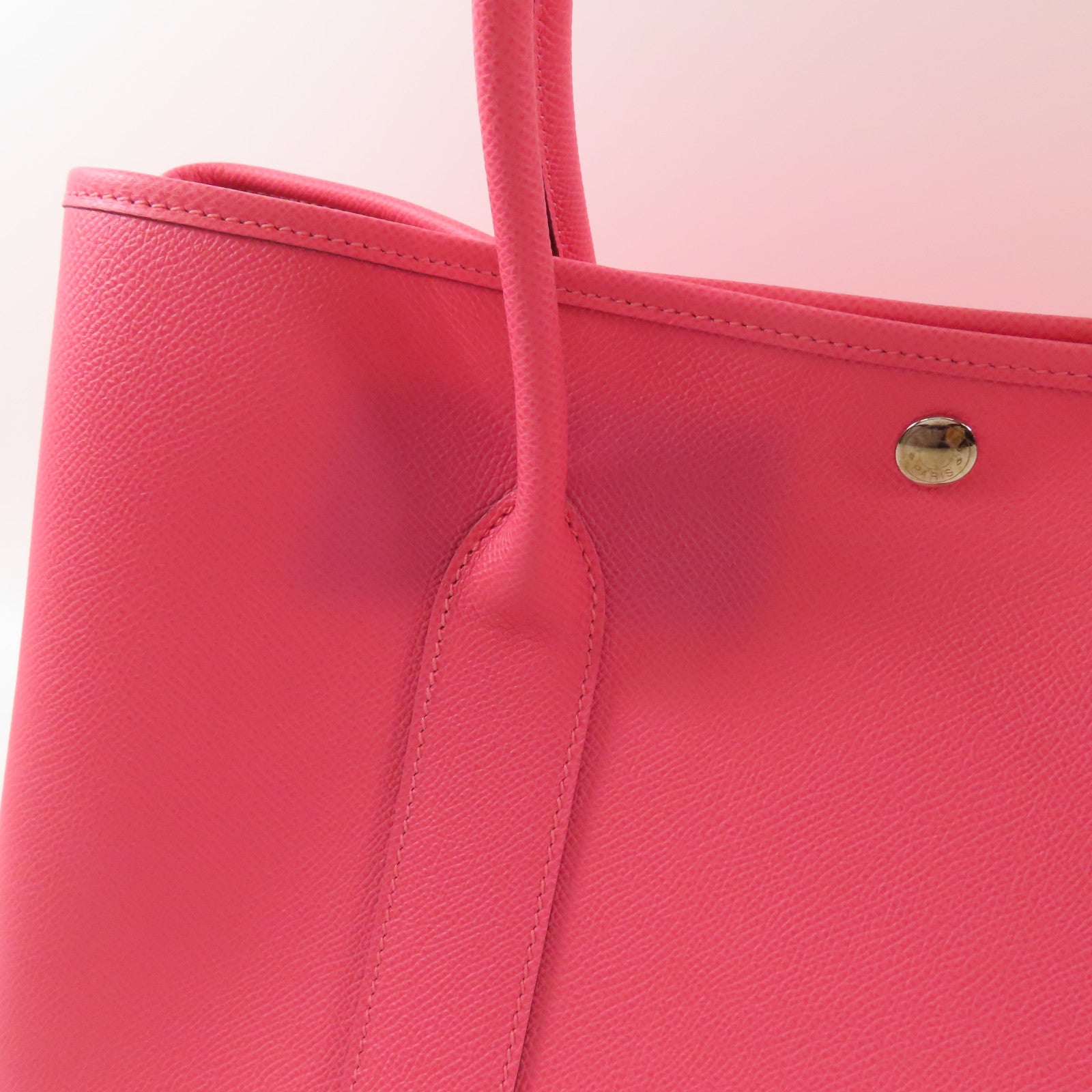 HERMES Epsom皮革Garden Party PM銀扣手挽袋Rose Azalee