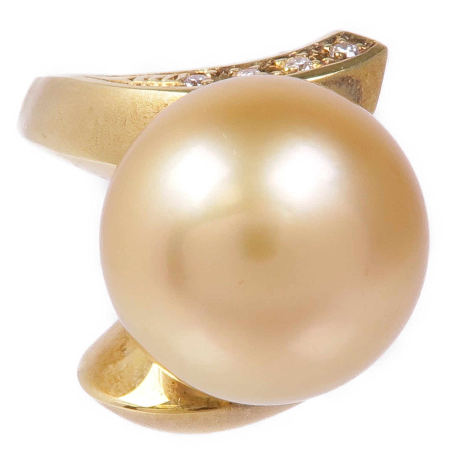 JEWELRY Pearl Diamond Ring 18K Yellow Gold US#9.25
