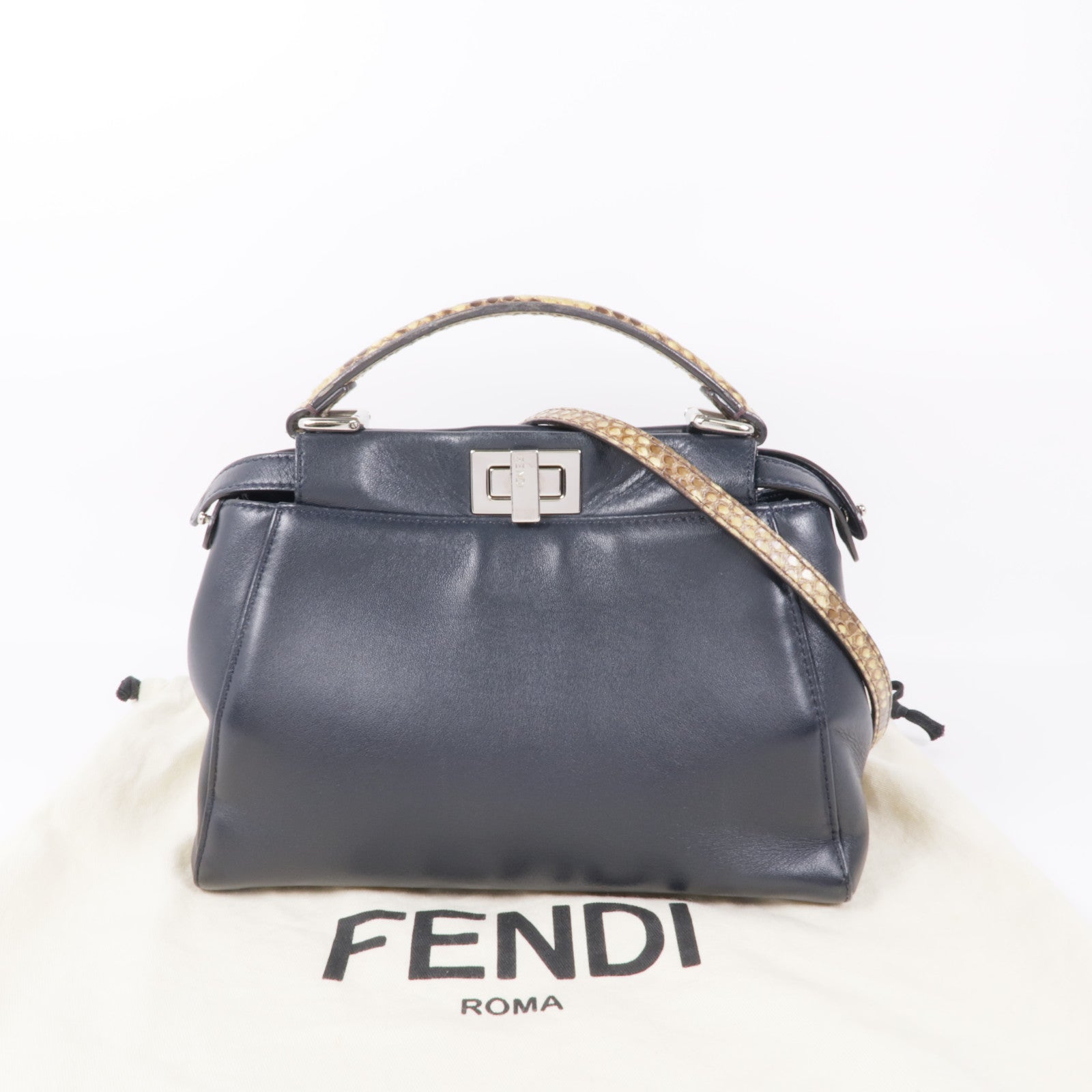 FENDI 蛇皮皮革/牛皮皮革Peekaboo手挽肩背兩用袋