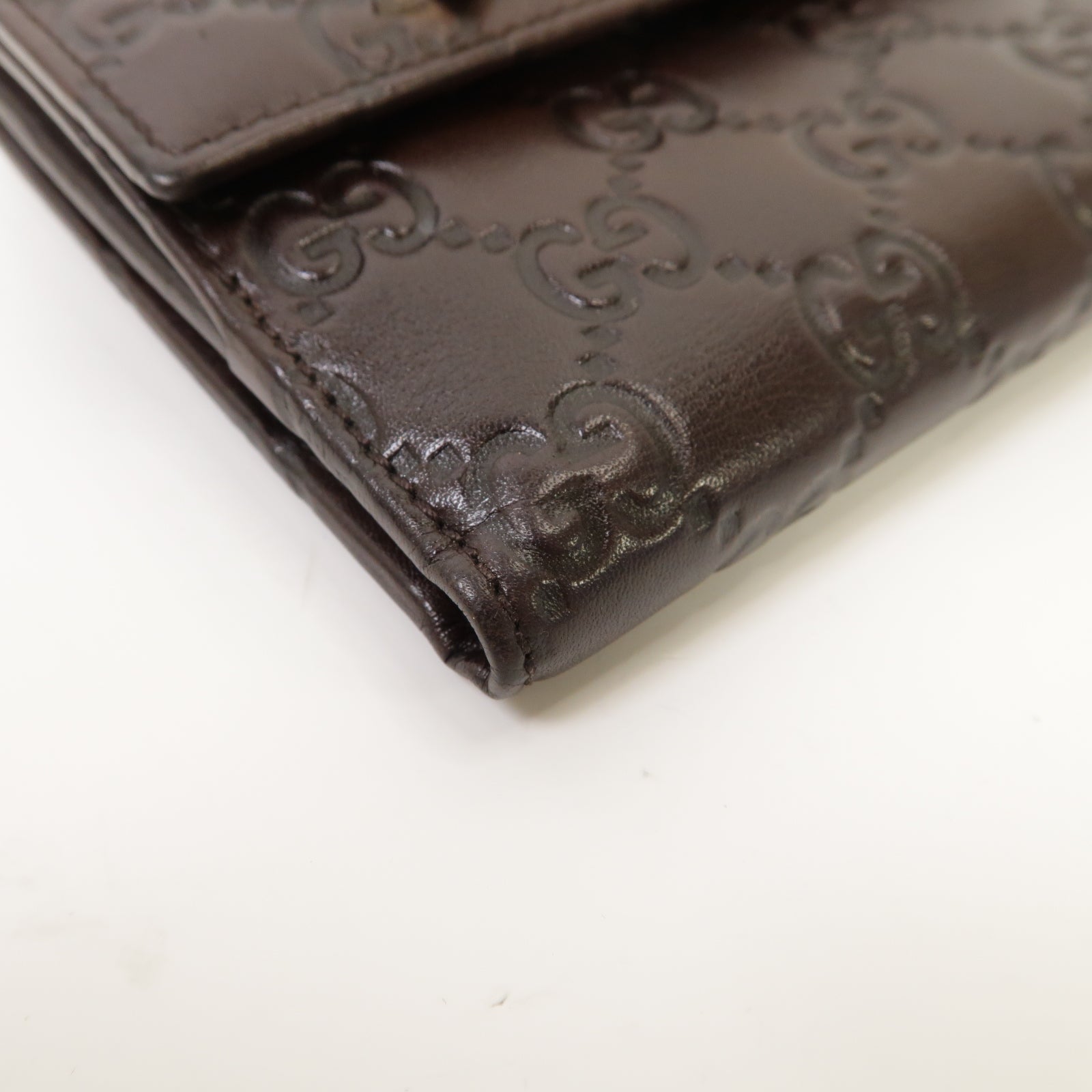 GUCCI 【激減優惠】牛皮皮革Wallet金扣錢包啡色