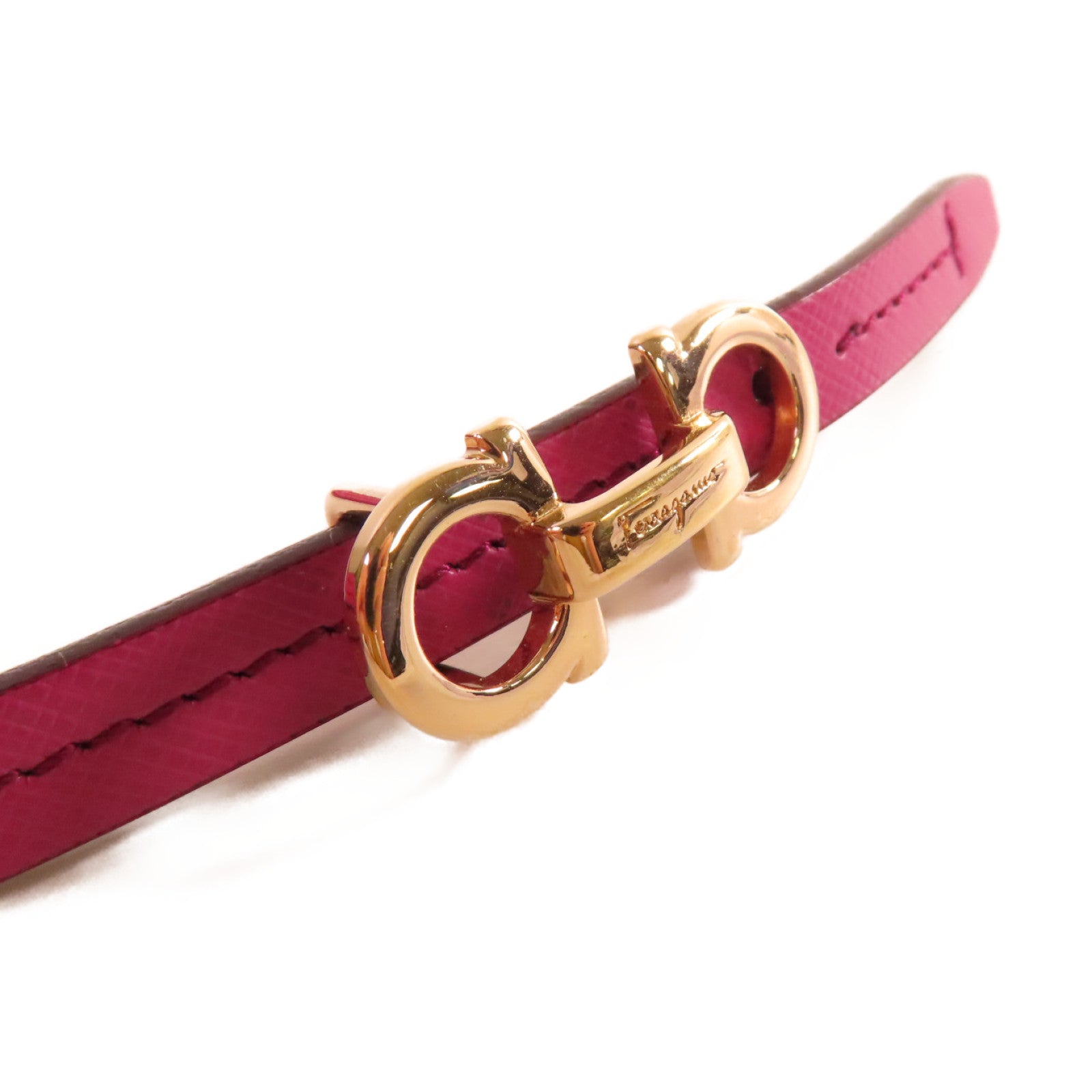 Salvatore Ferragamo 牛皮皮革Belt金扣皮帶紫色