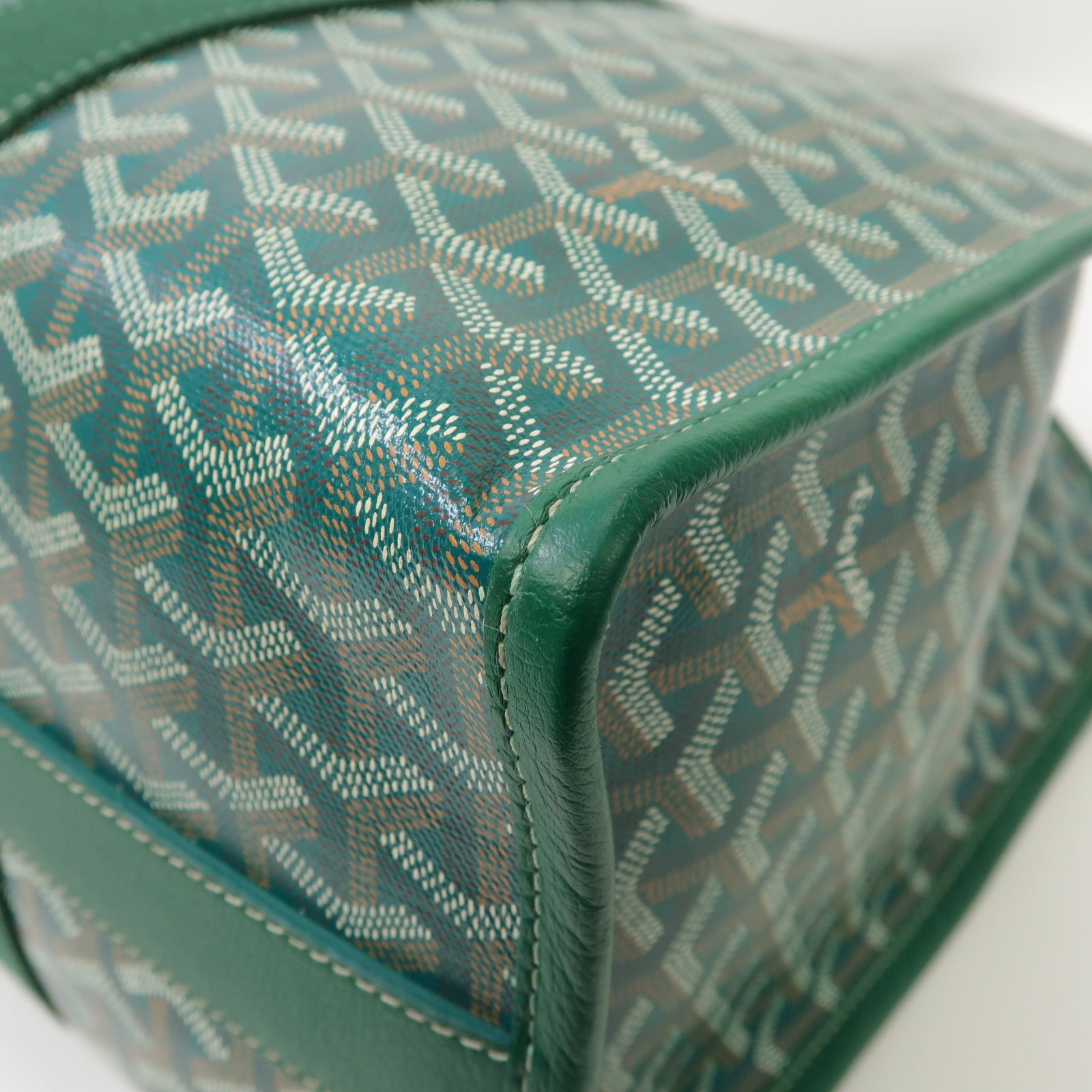 GOYARD 塗層帆布/皮革Villette手挽袋綠色