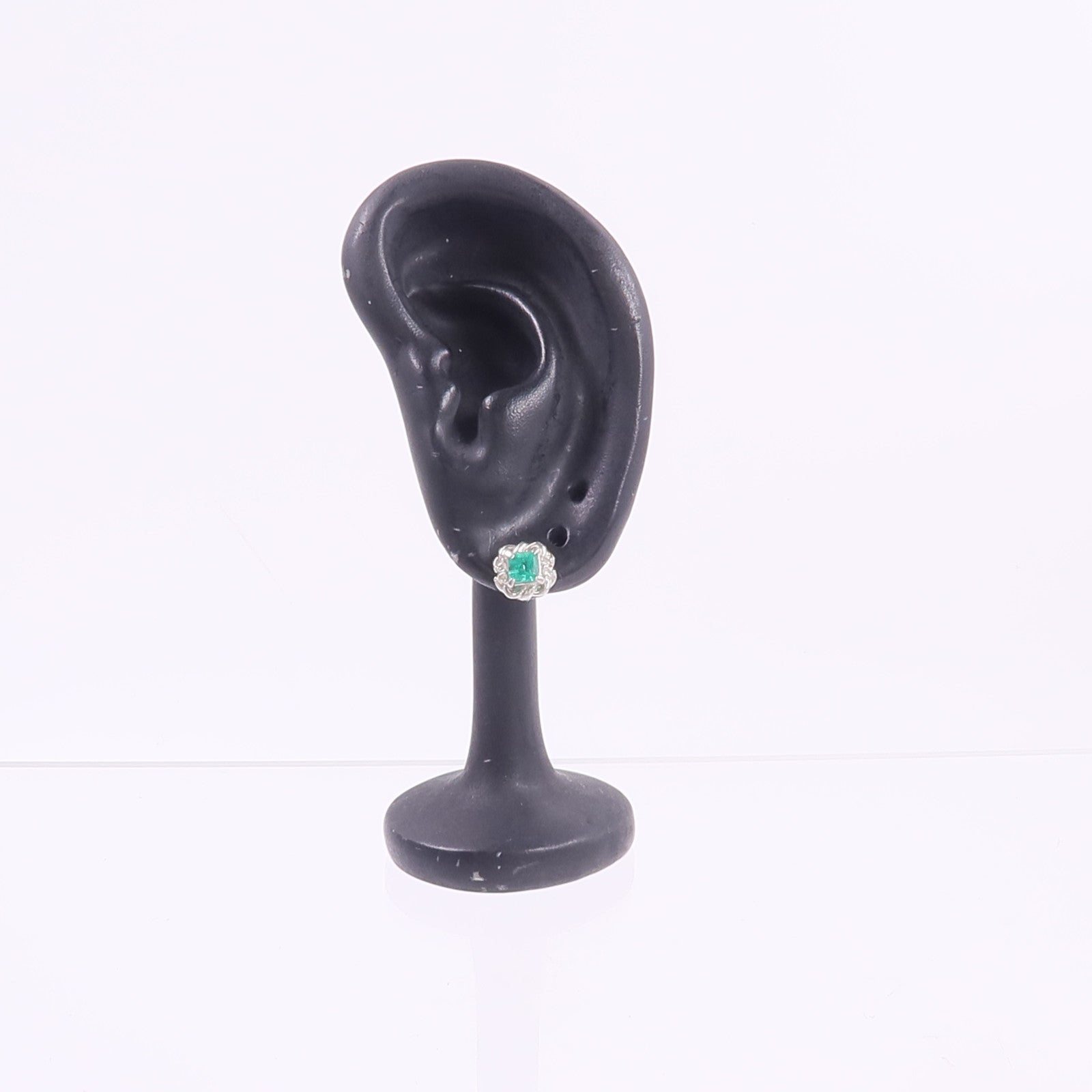 JEWELRY PT900鉑金/18K白金Emerald Diamond Earrings綠寶石/鑽石耳環