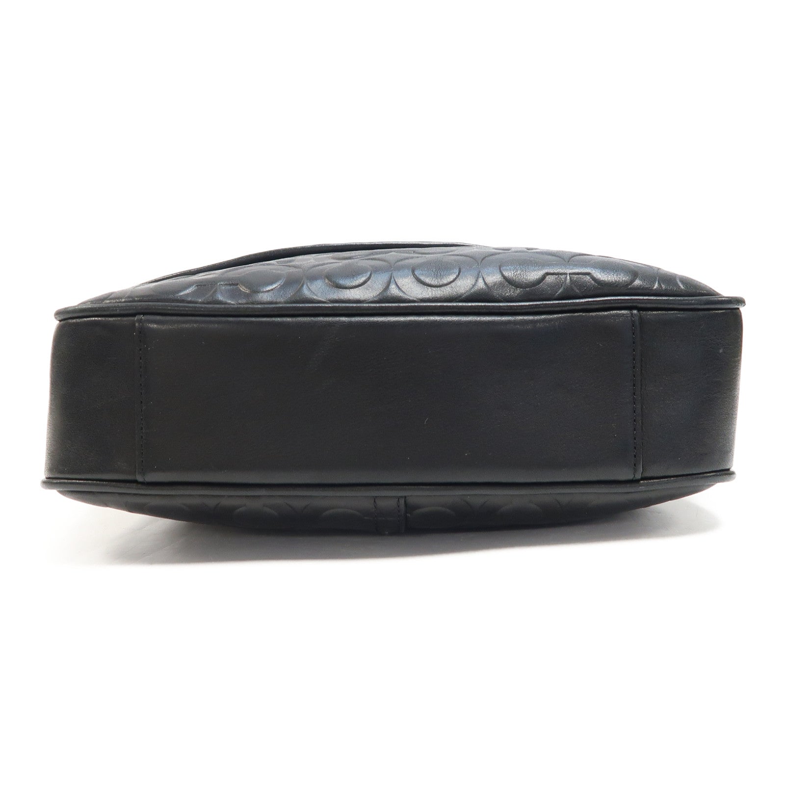 COACH 牛皮皮革Cross Carry Bag銀扣肩背袋黑色
