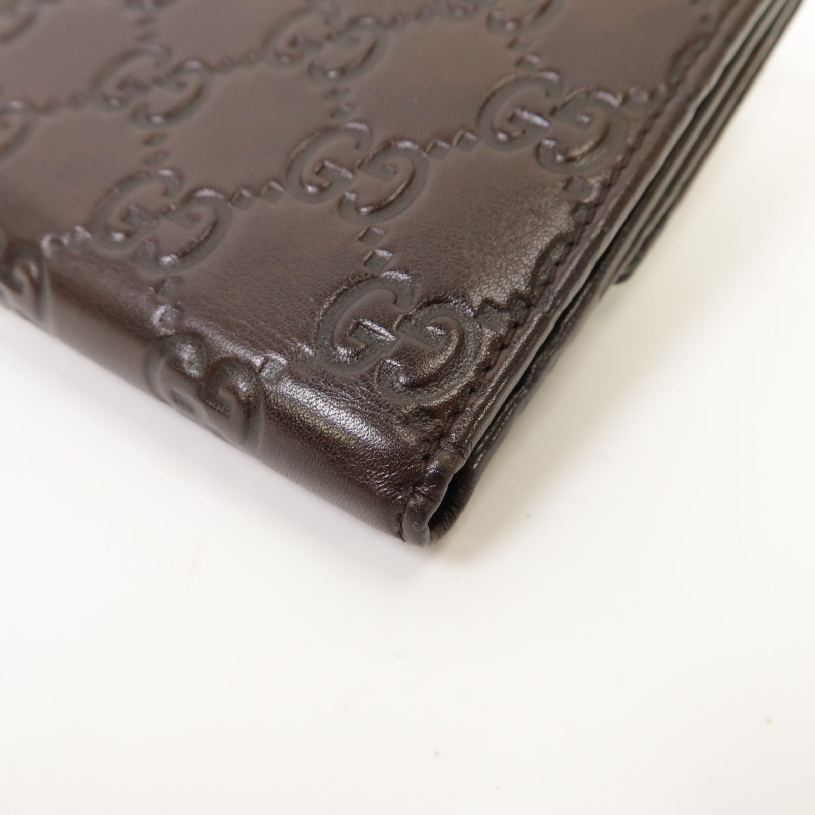 GUCCI 【激減優惠】牛皮皮革Wallet金扣錢包啡色