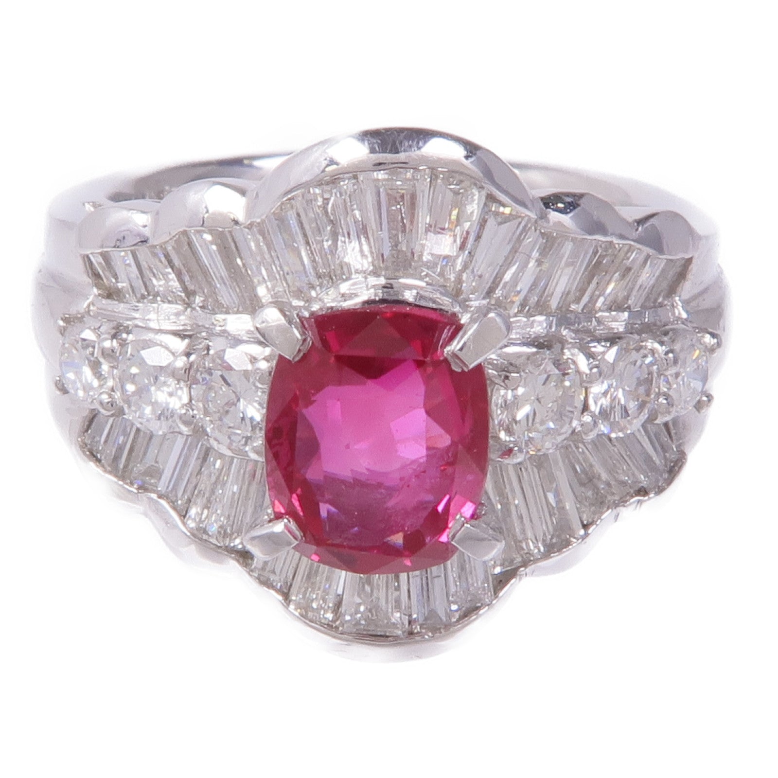 JEWELRY Ruby Diamond Ring PT900 Platinum US#6