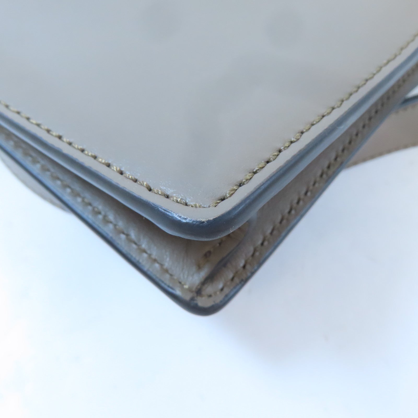 FENDI 帆布/皮革Shoulder Bag銀扣肩背袋灰色/米色