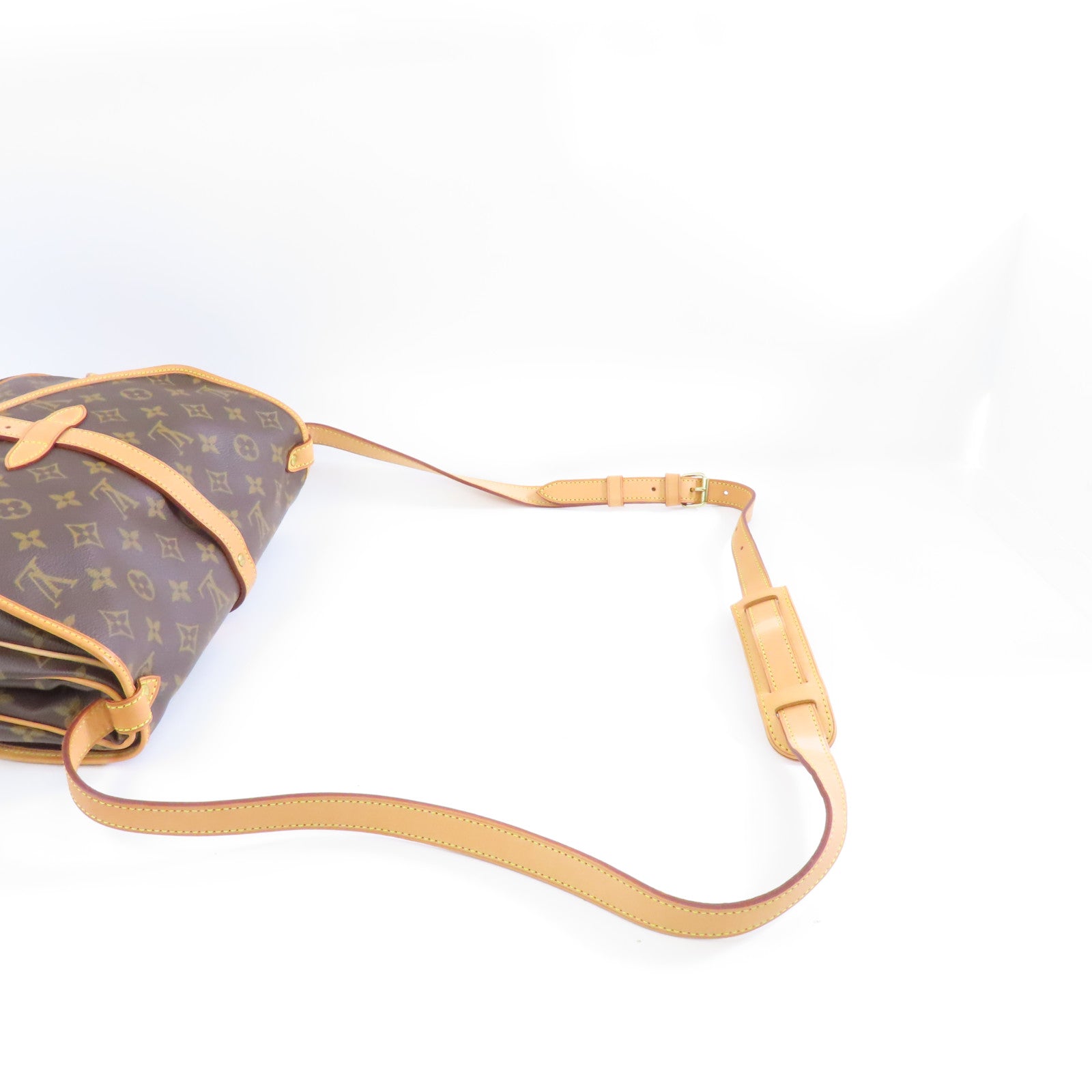 LOUIS VUITTON Monogram Saumur MM金扣肩背袋棕色