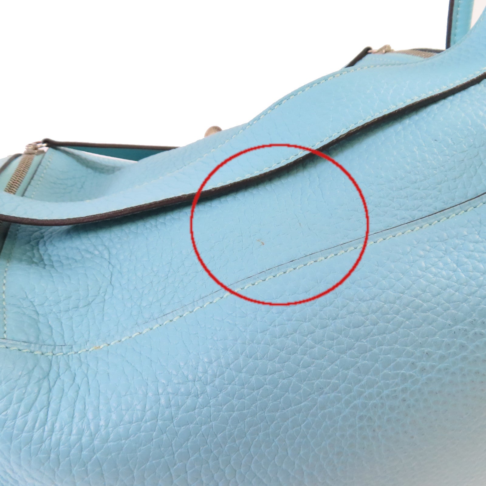 HERMES 【激減優惠】Clemence皮革Lindy 26 Shoulder Bag銀扣肩背袋3P Bleu Atoll/環礁藍色