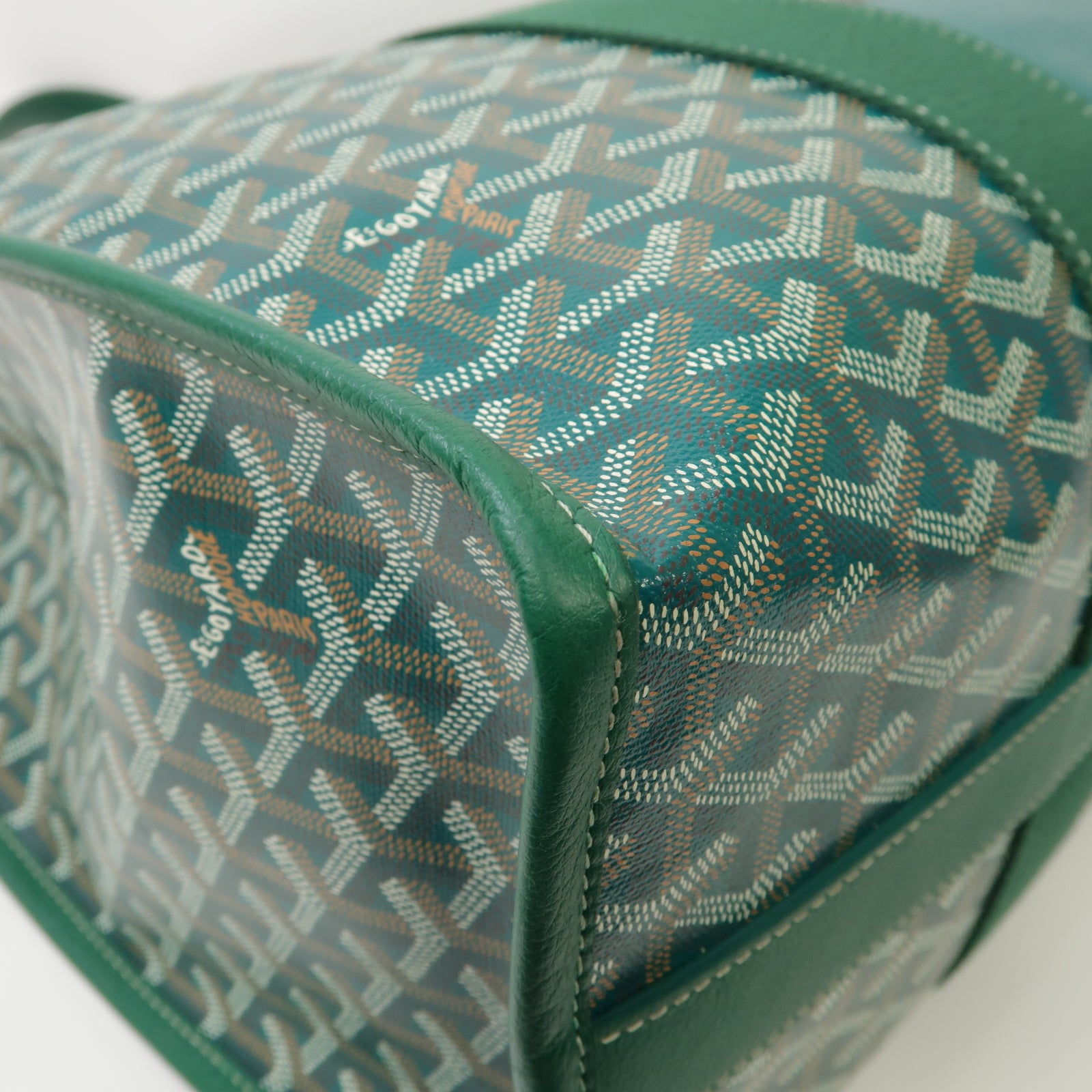 GOYARD 塗層帆布/皮革Villette手挽袋綠色