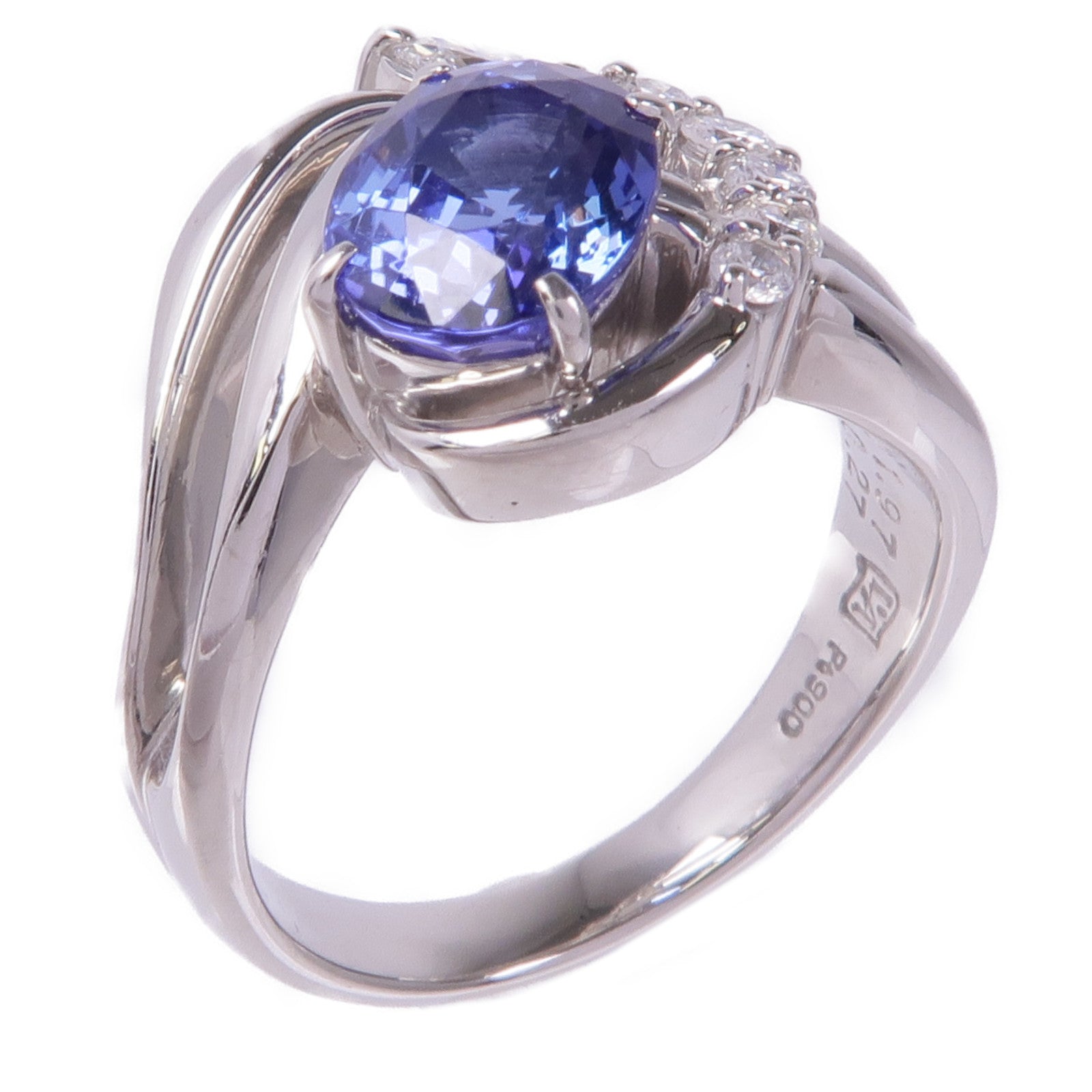 JEWELRY 【激減優惠】PT900鉑金Tanzanite Diamond Ring坦桑石/鑽石戒指US#6.5