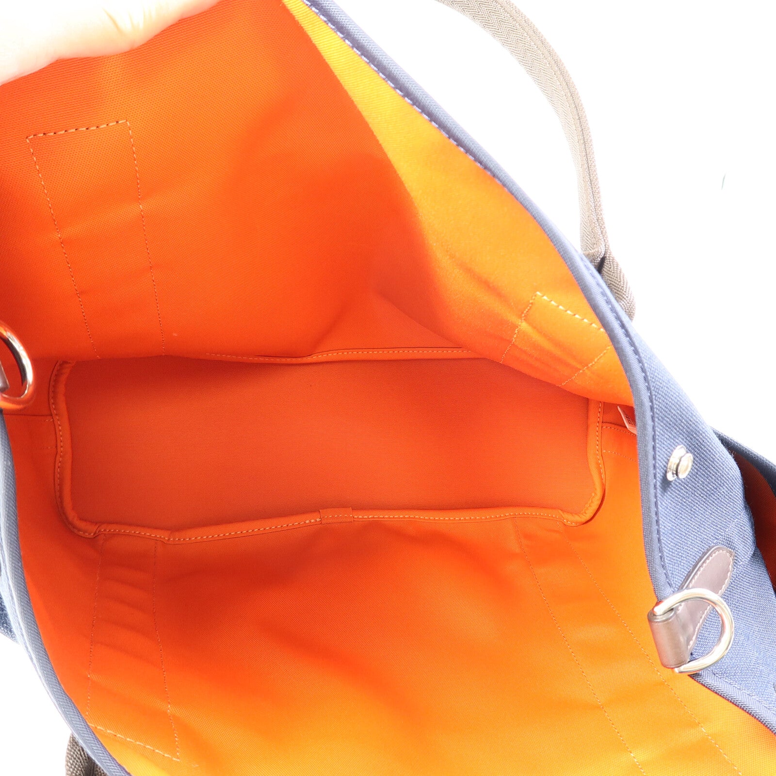 HERMES 帆布Grooming Bag銀扣手挽肩背兩用袋Blue