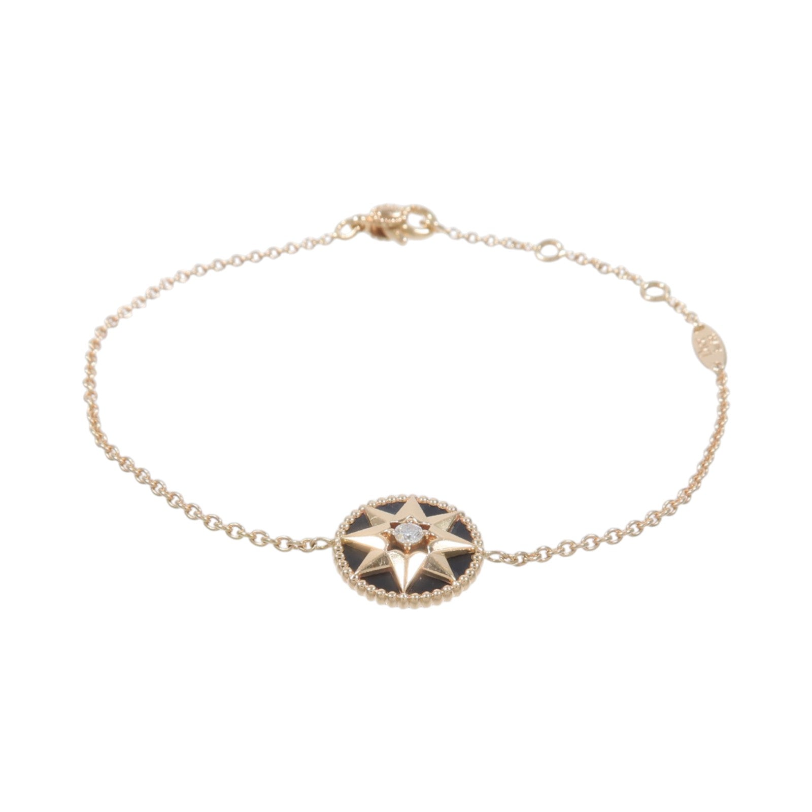 Dior 18K玫瑰金Rose Des Vents Bracelet黑瑪瑙/鑽石手鏈