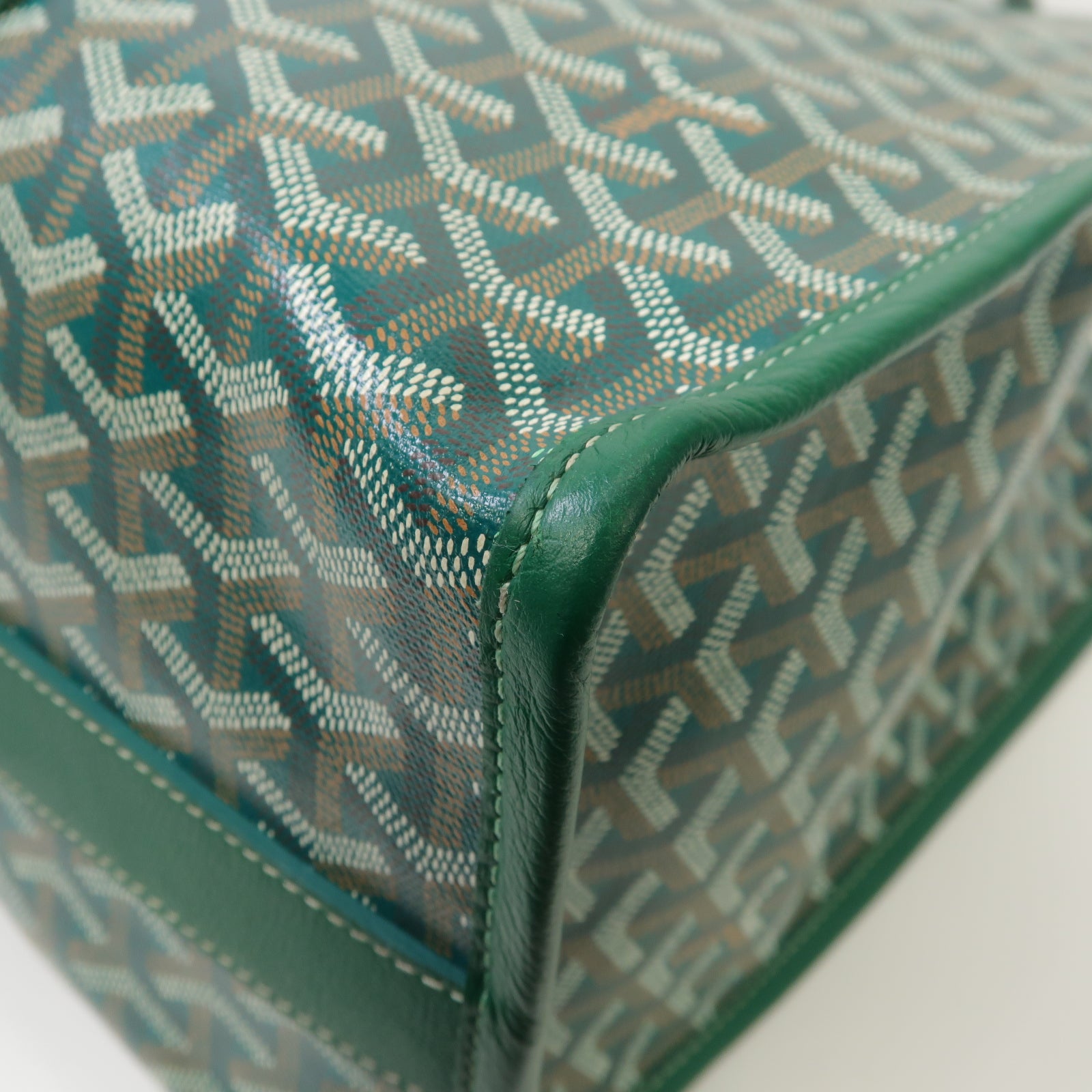 GOYARD 塗層帆布/皮革Villette手挽袋綠色