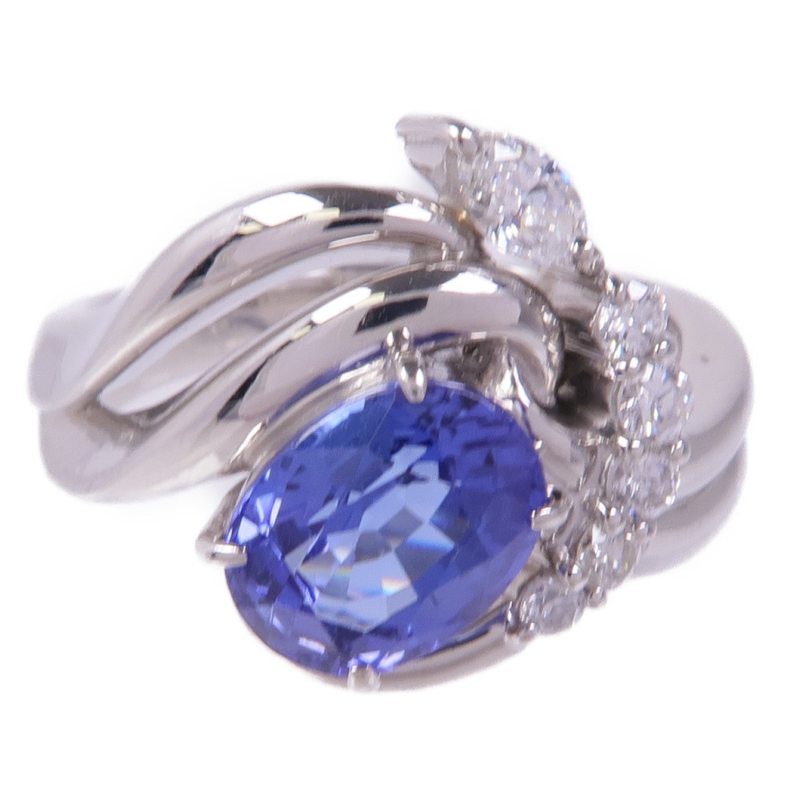 JEWELRY 【激減優惠】PT900鉑金Tanzanite Diamond Ring坦桑石/鑽石戒指US#6.5