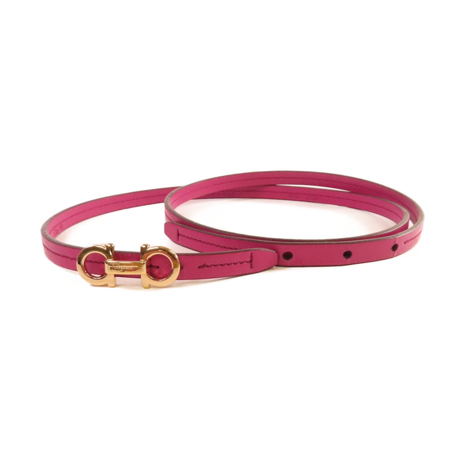 Salvatore Ferragamo 牛皮皮革Belt金扣皮帶紫色