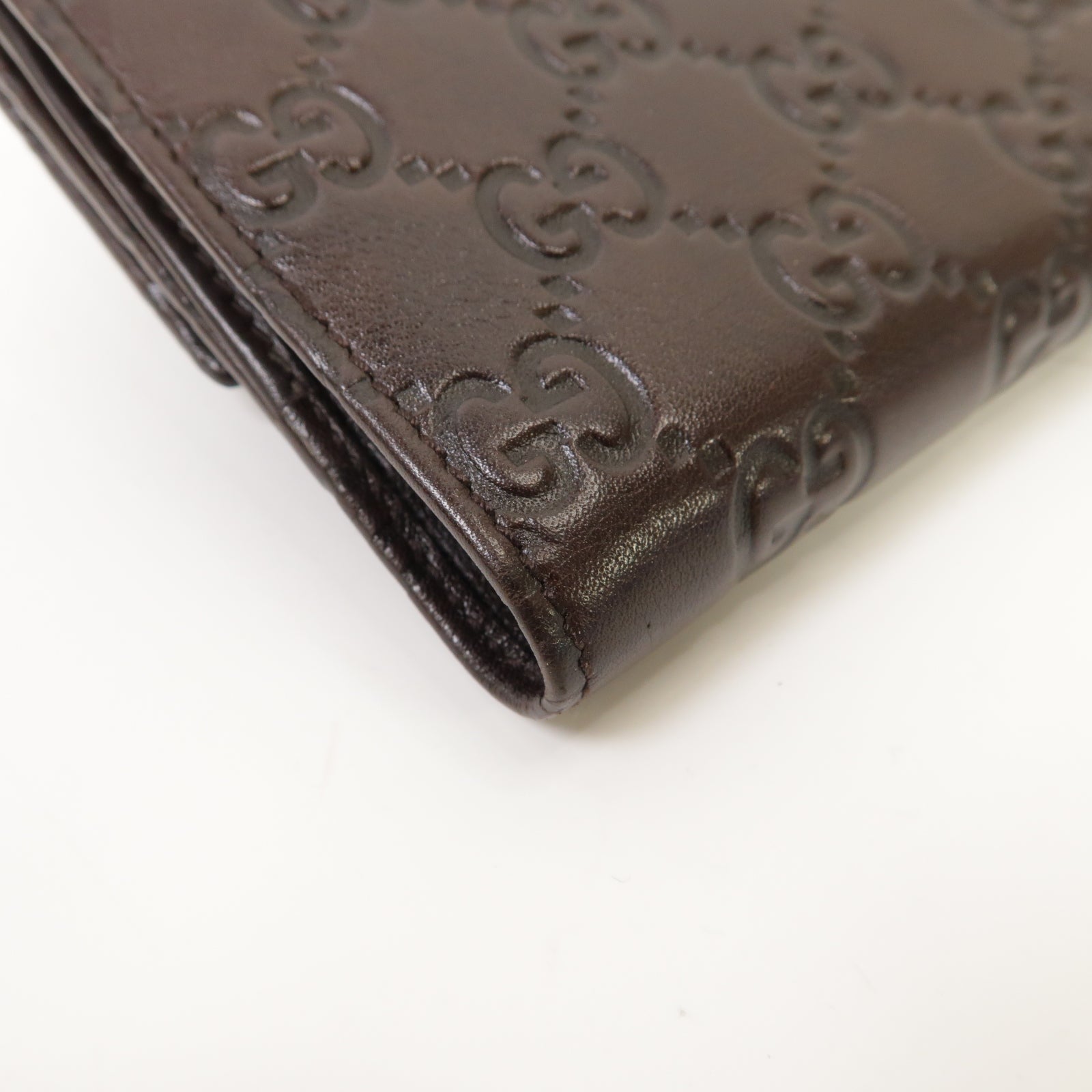 GUCCI 【激減優惠】牛皮皮革Wallet金扣錢包啡色