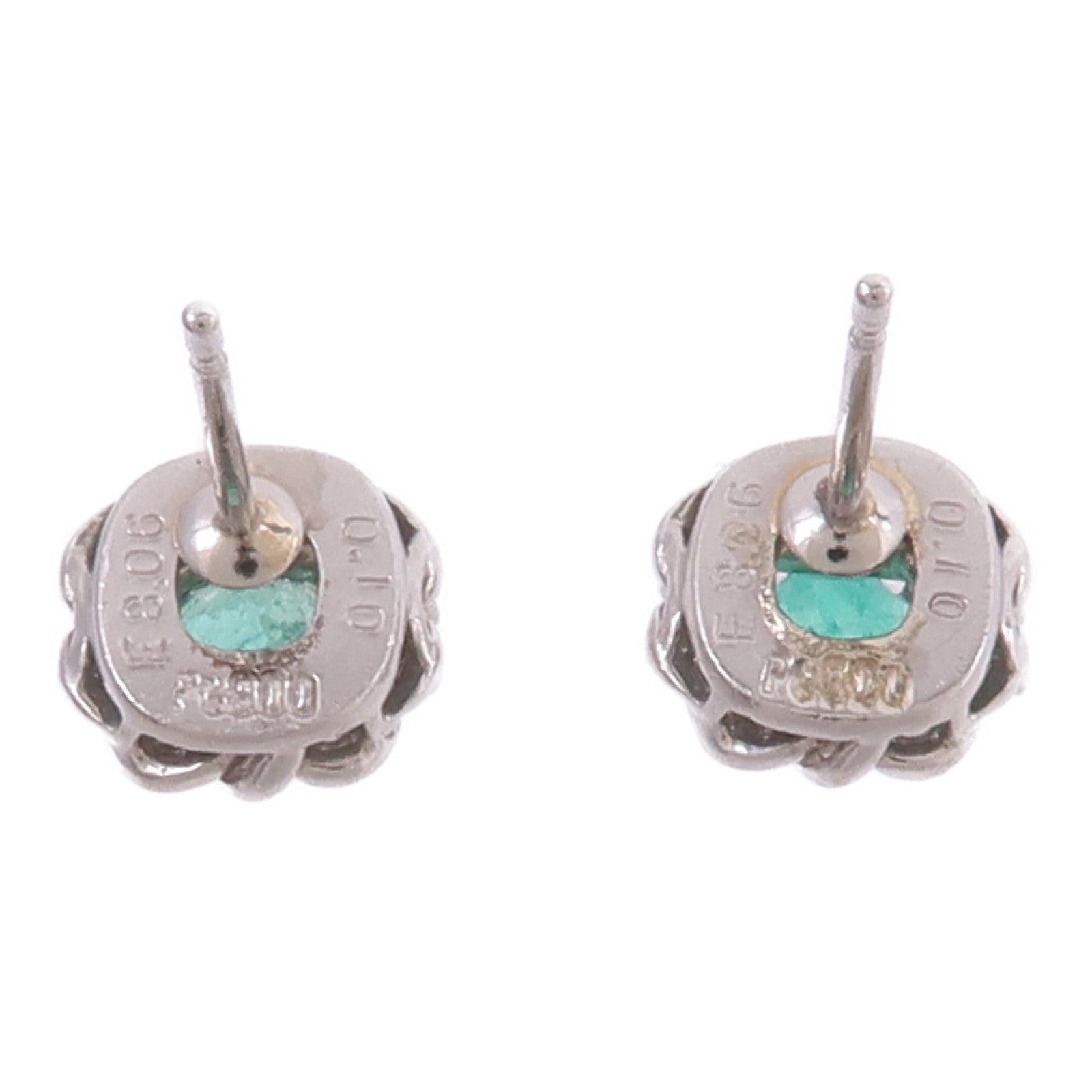 JEWELRY PT900鉑金/18K白金Emerald Diamond Earrings綠寶石/鑽石耳環