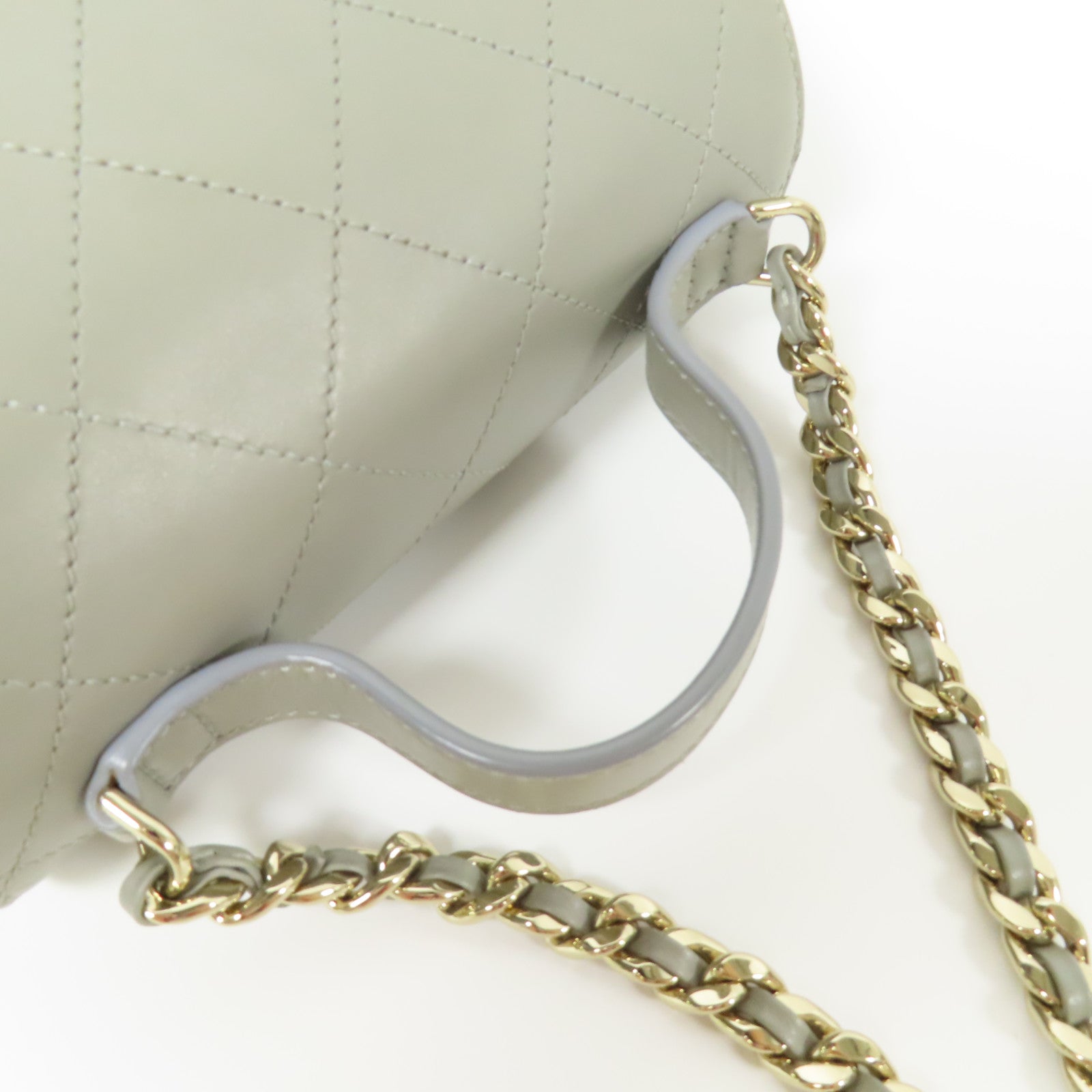 CHANEL 牛皮皮革Flap Bag With Top Handle金扣手挽肩背兩用袋