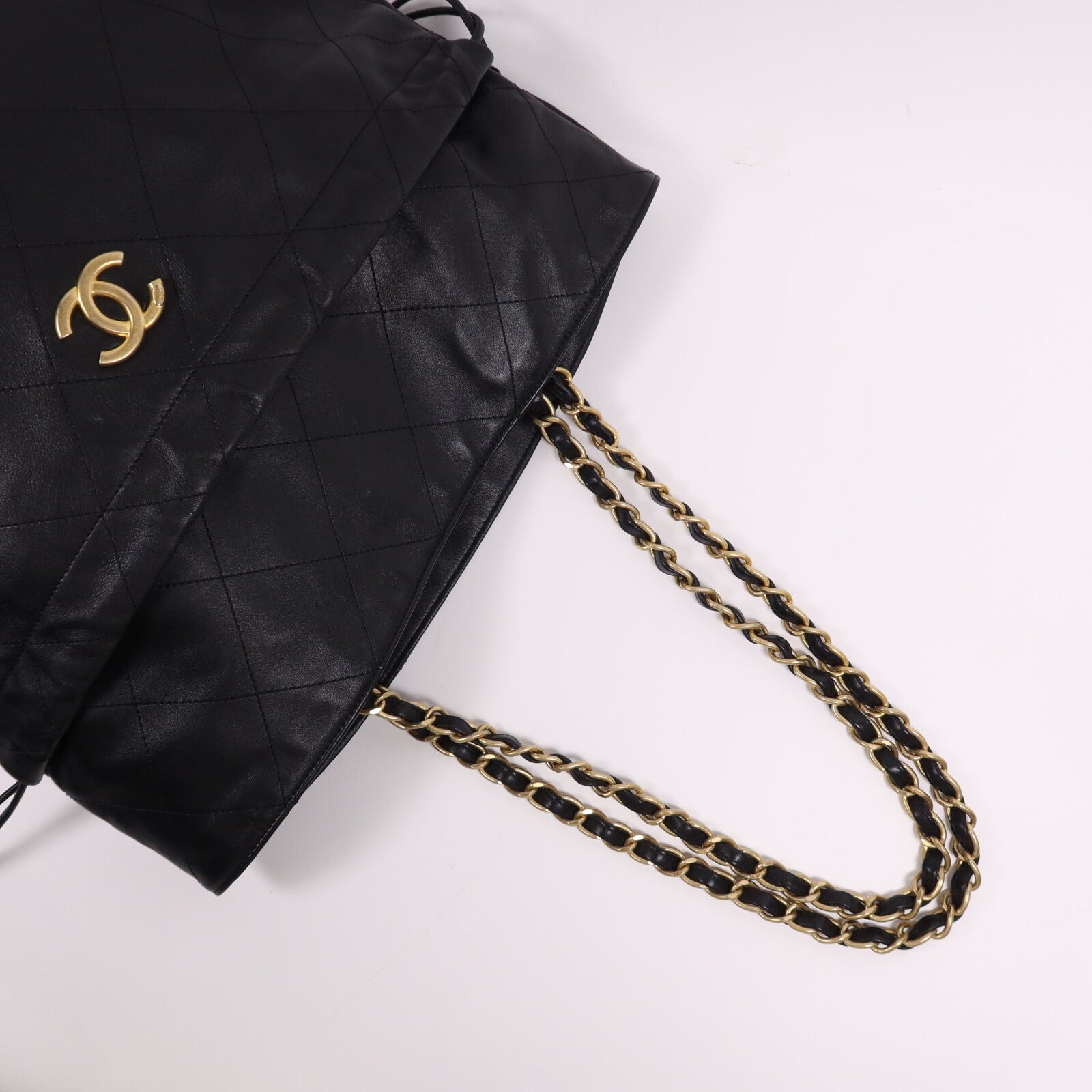 CHANEL 牛皮皮革Tote Bag金扣鏈帶手挽袋