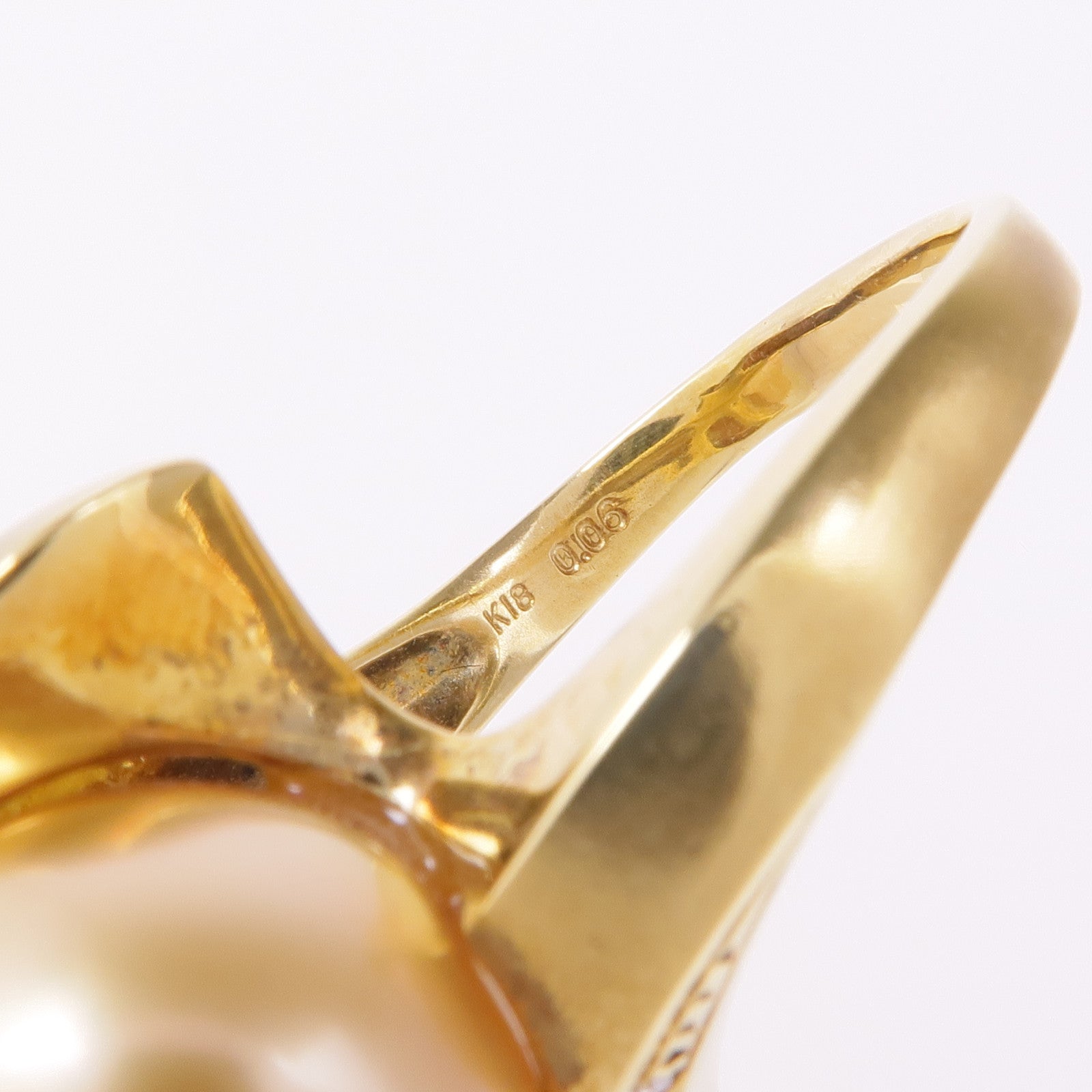 JEWELRY Pearl Diamond Ring 18K Yellow Gold US#9.25