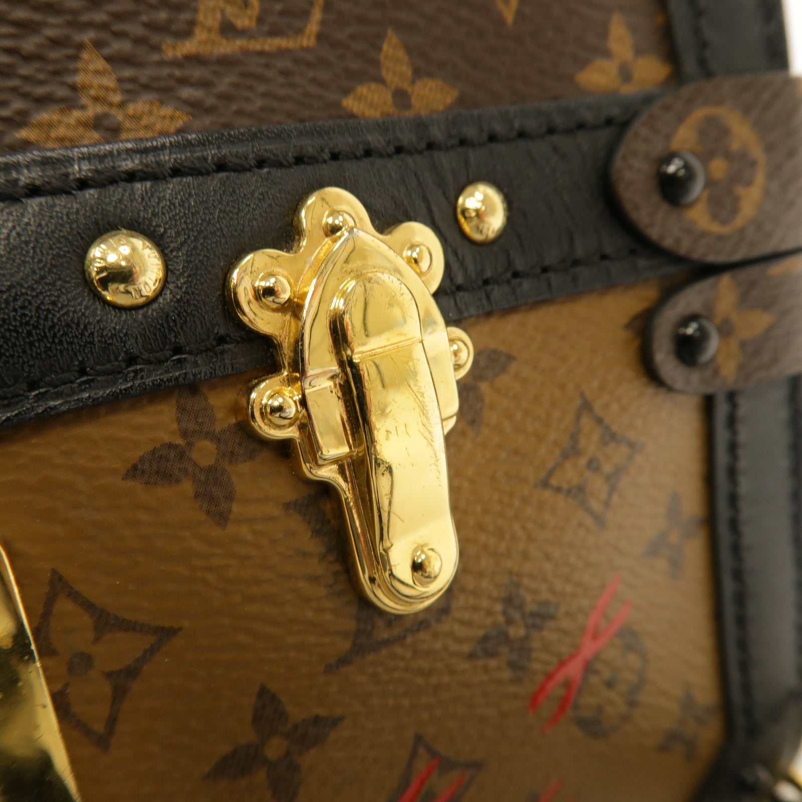 LOUIS VUITTON Monogram Reverse Trunk Clutch金扣肩背袋啡色