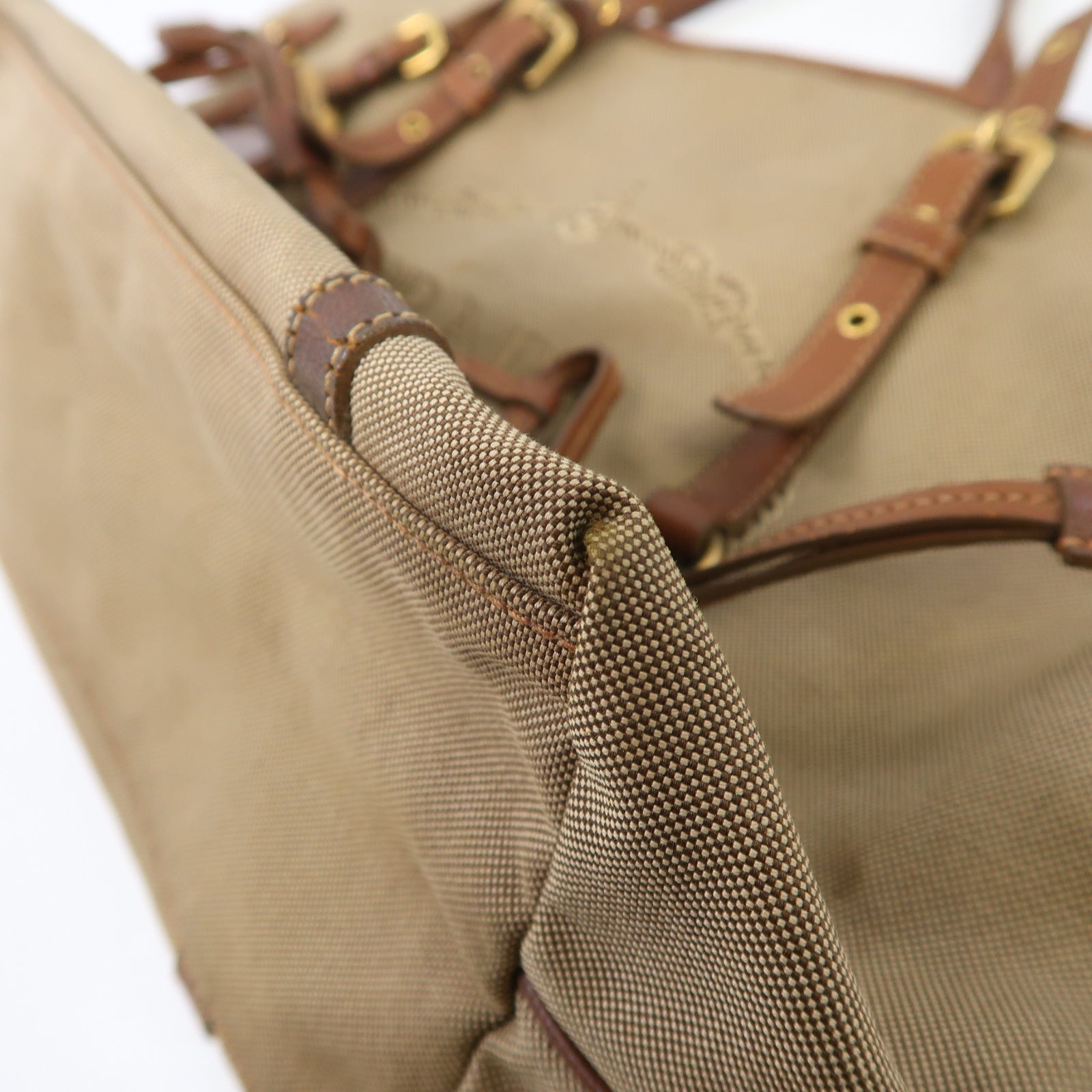 PRADA 帆布Tote Bag金扣手挽袋啡色