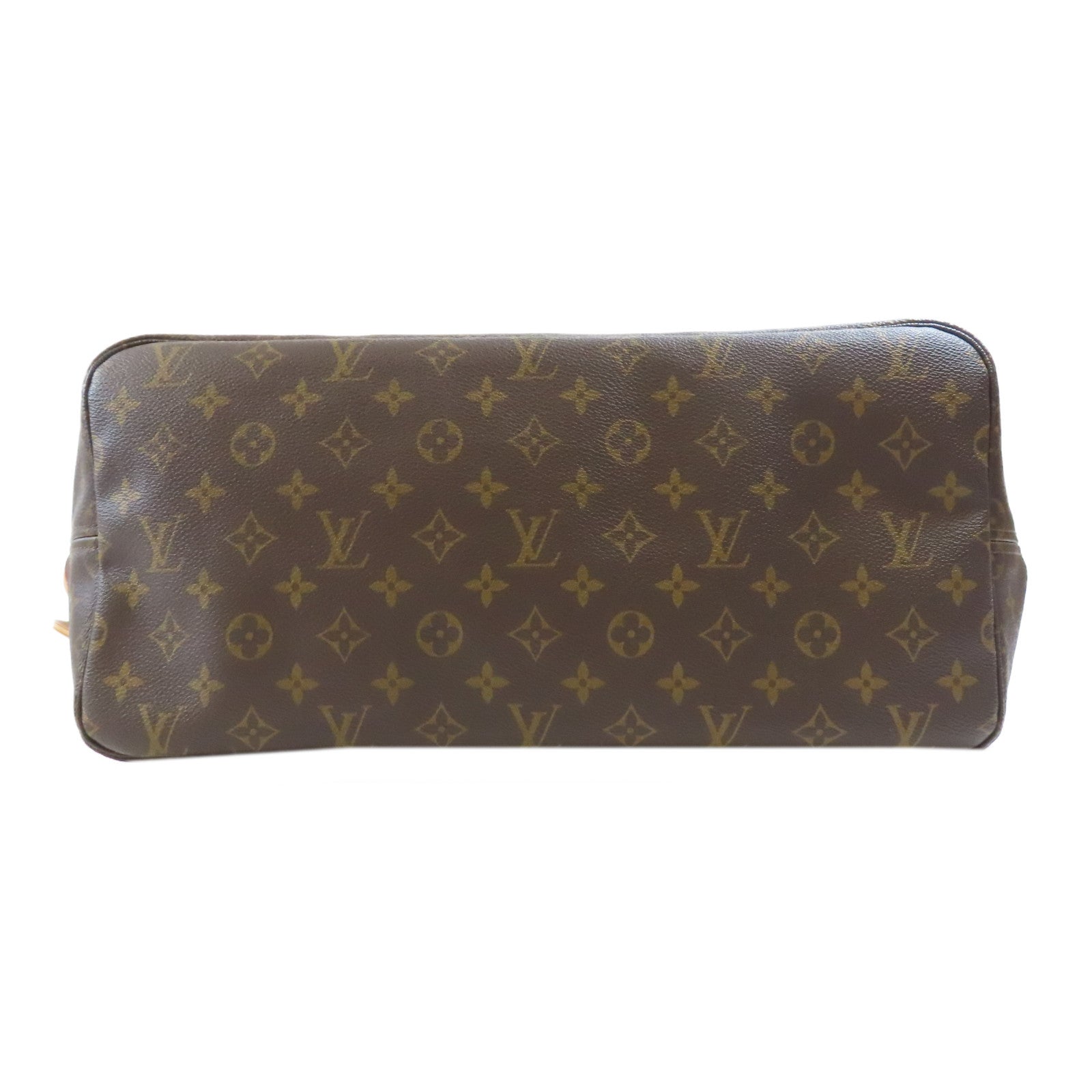 LOUIS VUITTON Monogram Neverfull GM金扣手挽袋棕色