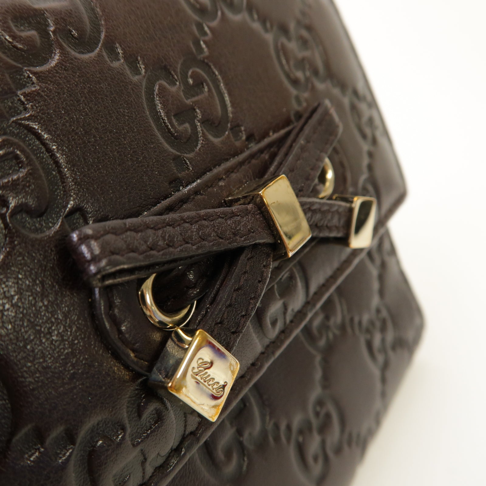 GUCCI 【激減優惠】牛皮皮革Wallet金扣錢包啡色