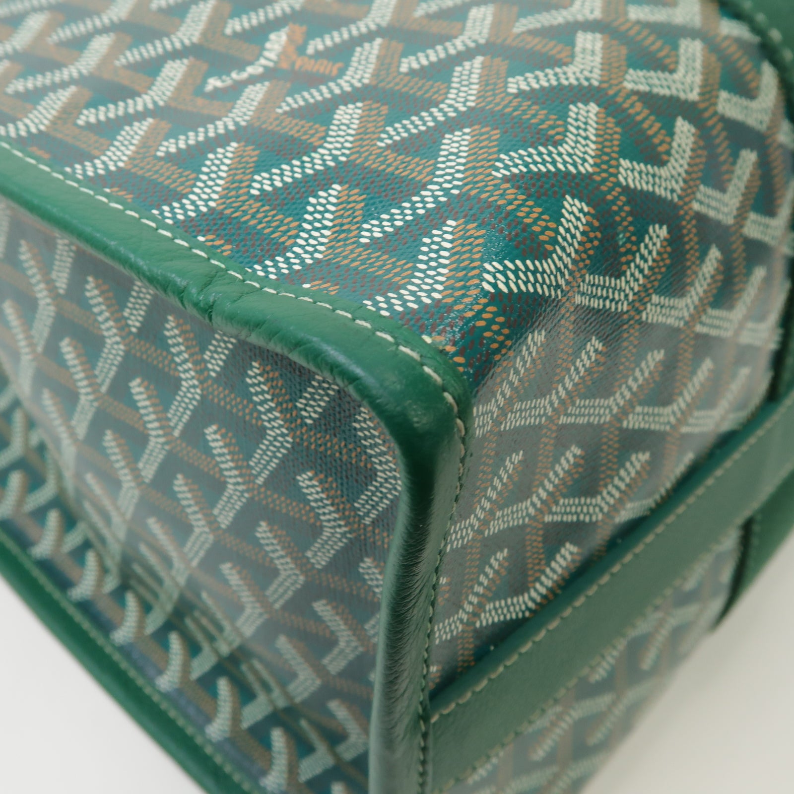 GOYARD 塗層帆布/皮革Villette手挽袋綠色