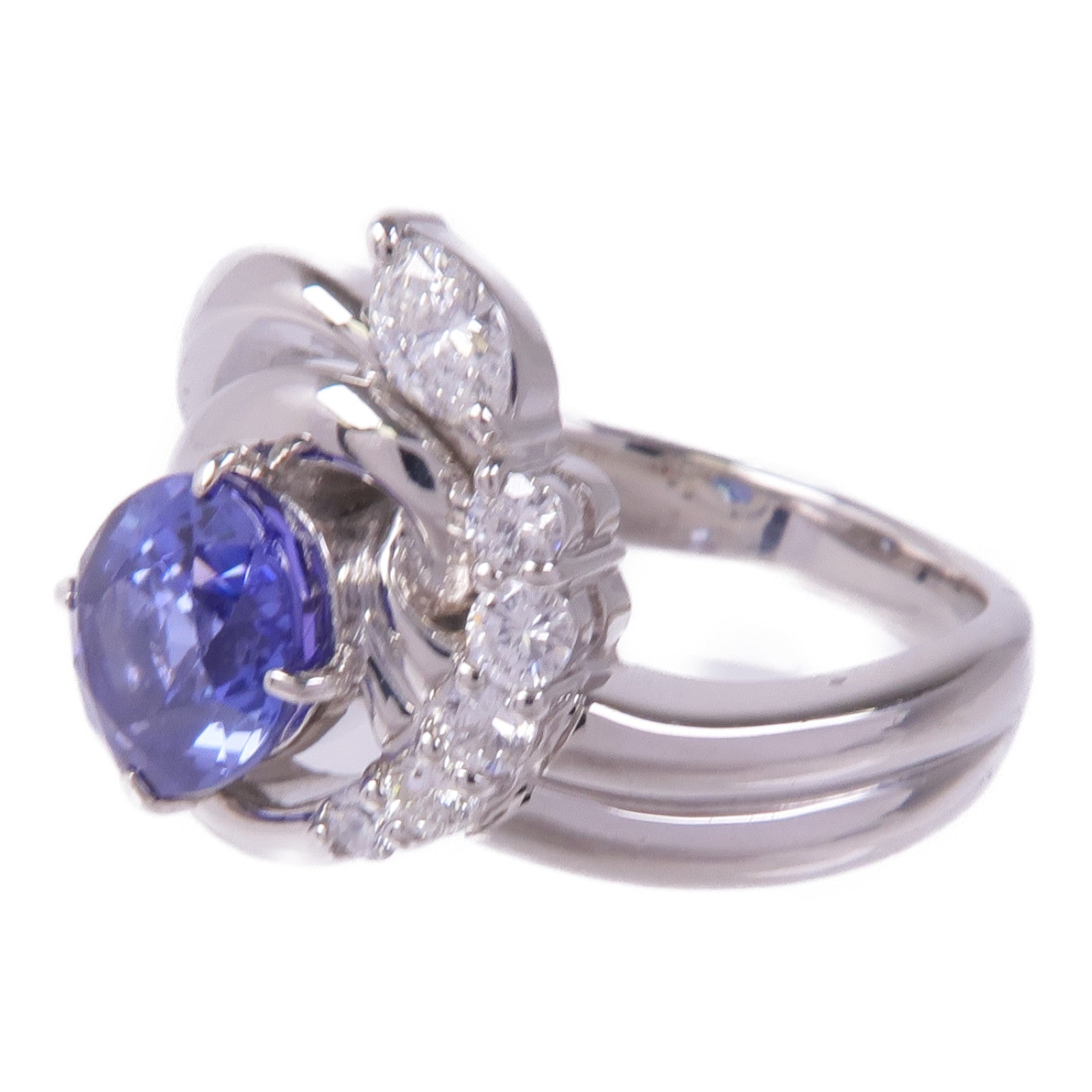 JEWELRY 【激減優惠】PT900鉑金Tanzanite Diamond Ring坦桑石/鑽石戒指US#6.5