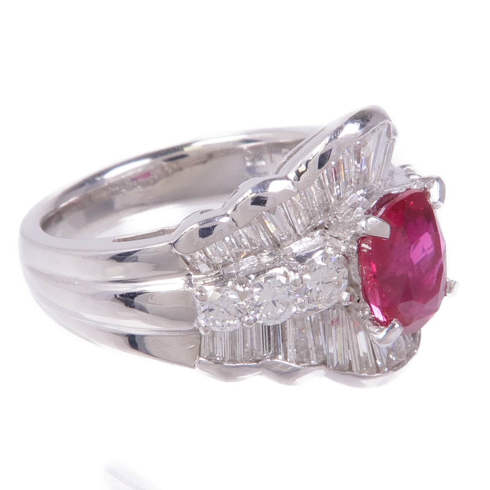 JEWELRY 【激減優惠】PT900鉑金Ruby Diamond Ring紅寶石/鑽石戒指US#6