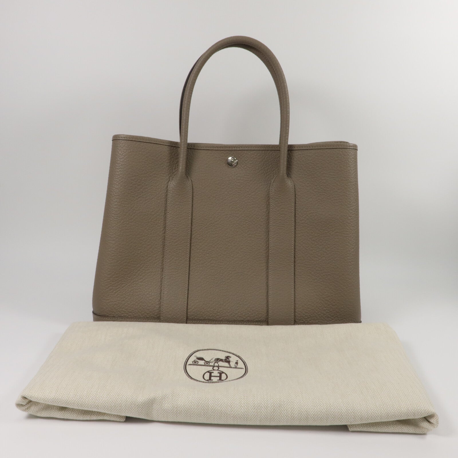 HERMES Negonda皮革Garden Party PM手挽袋Gris Tourterelle