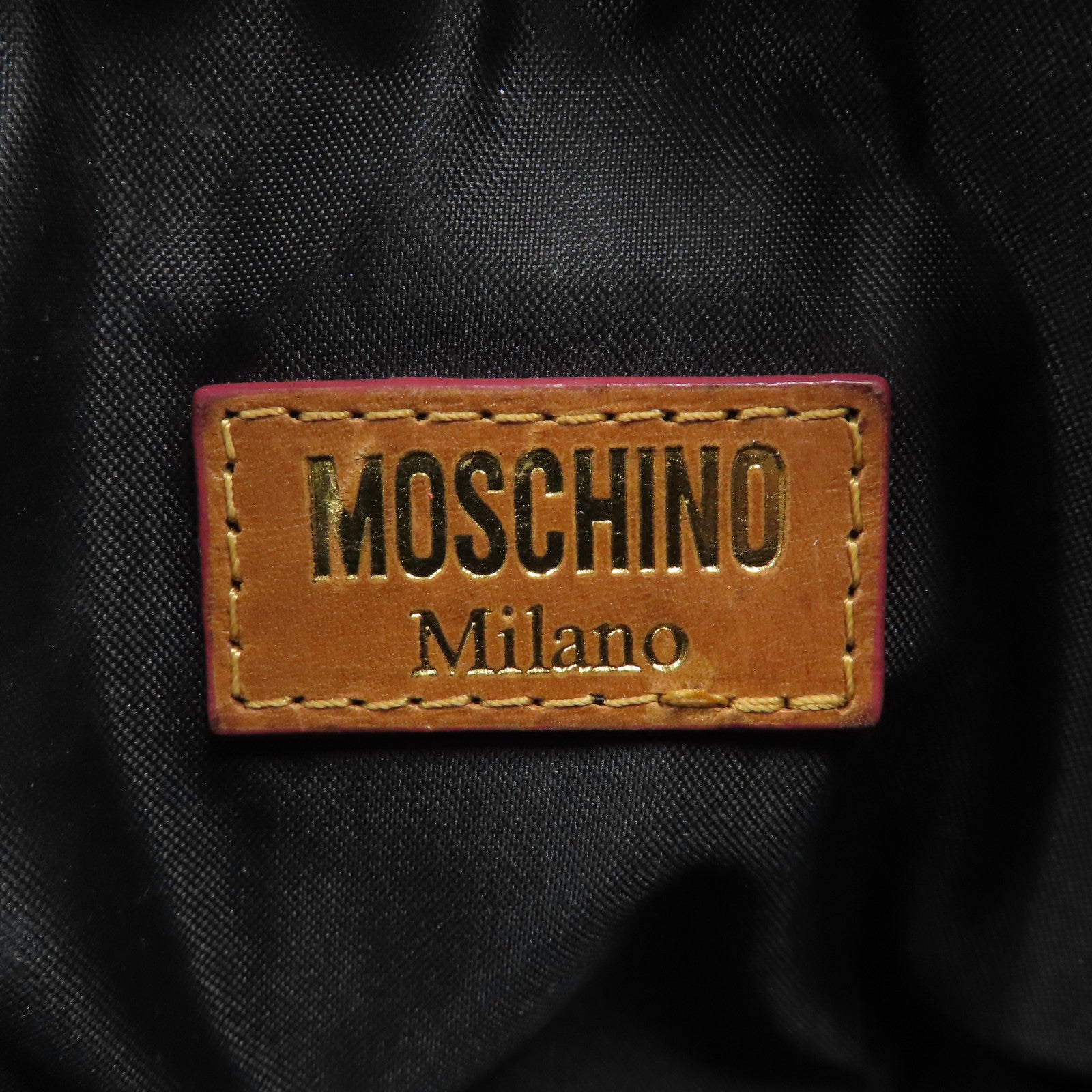 MOSCHINO 塗層帆布Super Mario Yoshi Pouch金扣手拿包黑色/啡色