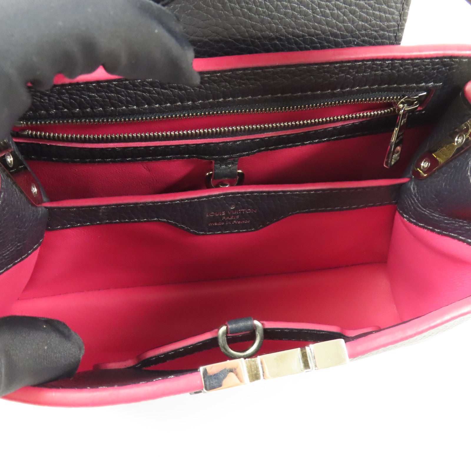 LOUIS VUITTON Taurillon Capucines BB銀扣手挽肩背兩用袋