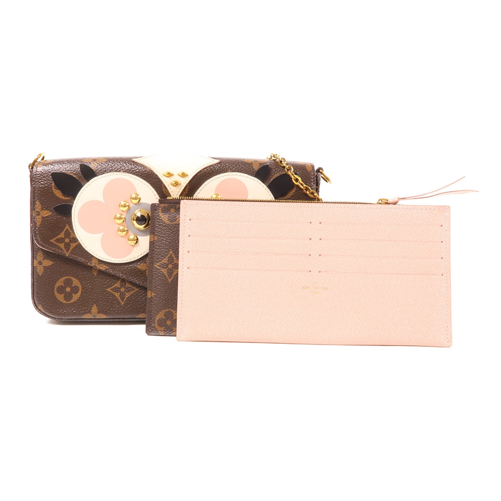 LOUIS VUITTON Monogram Lovely Birds Felicie Pochette金扣肩背袋