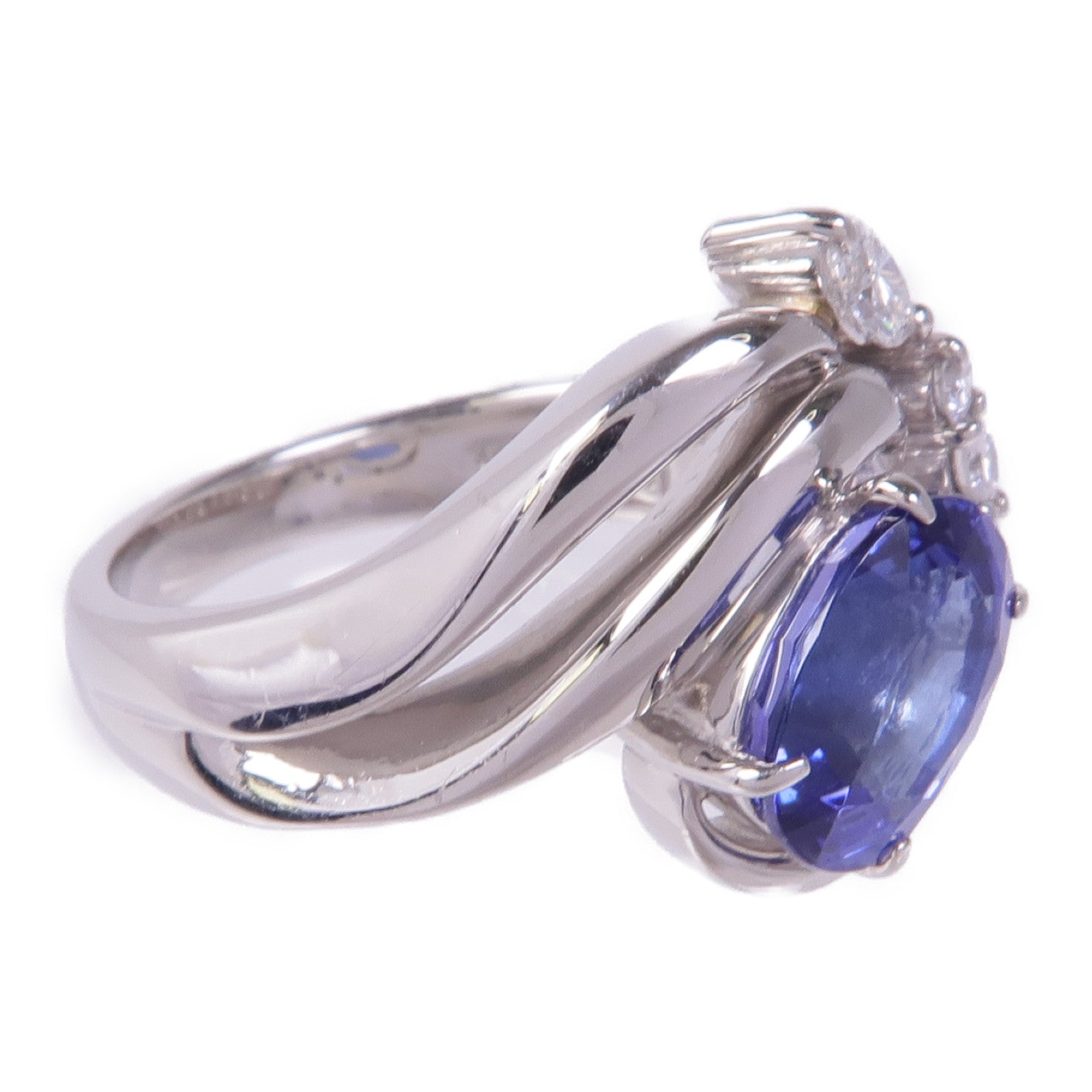 JEWELRY 【激減優惠】PT900鉑金Tanzanite Diamond Ring坦桑石/鑽石戒指US#6.5