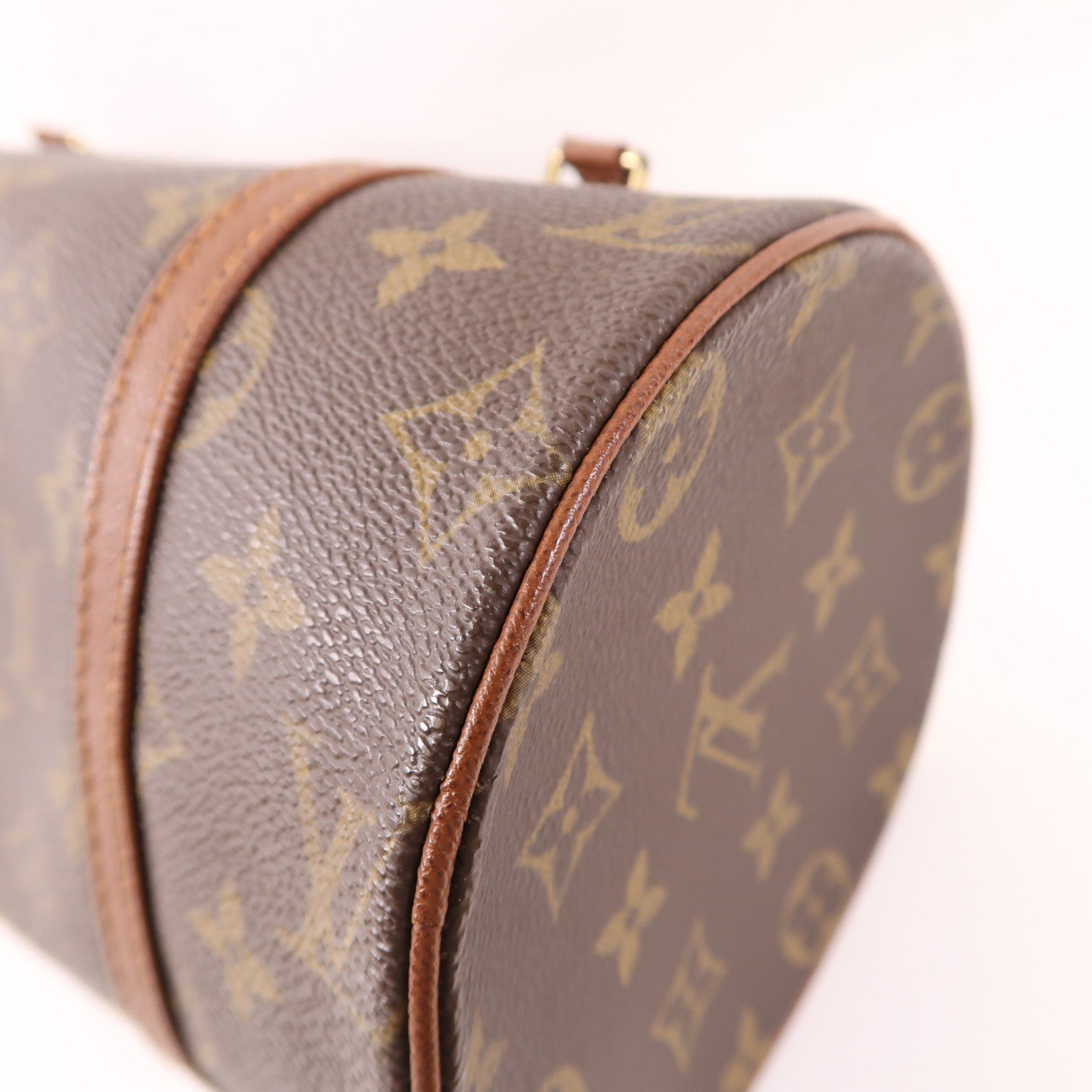 LOUIS VUITTON Monogram Papillon金扣手挽袋棕色