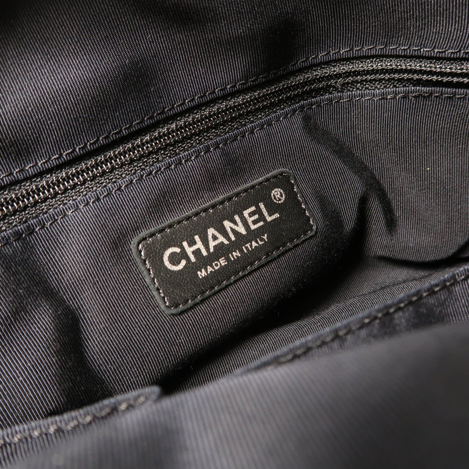 CHANEL 菱格羊皮皮革Chain Shoulder銀扣鏈帶肩背袋黑色