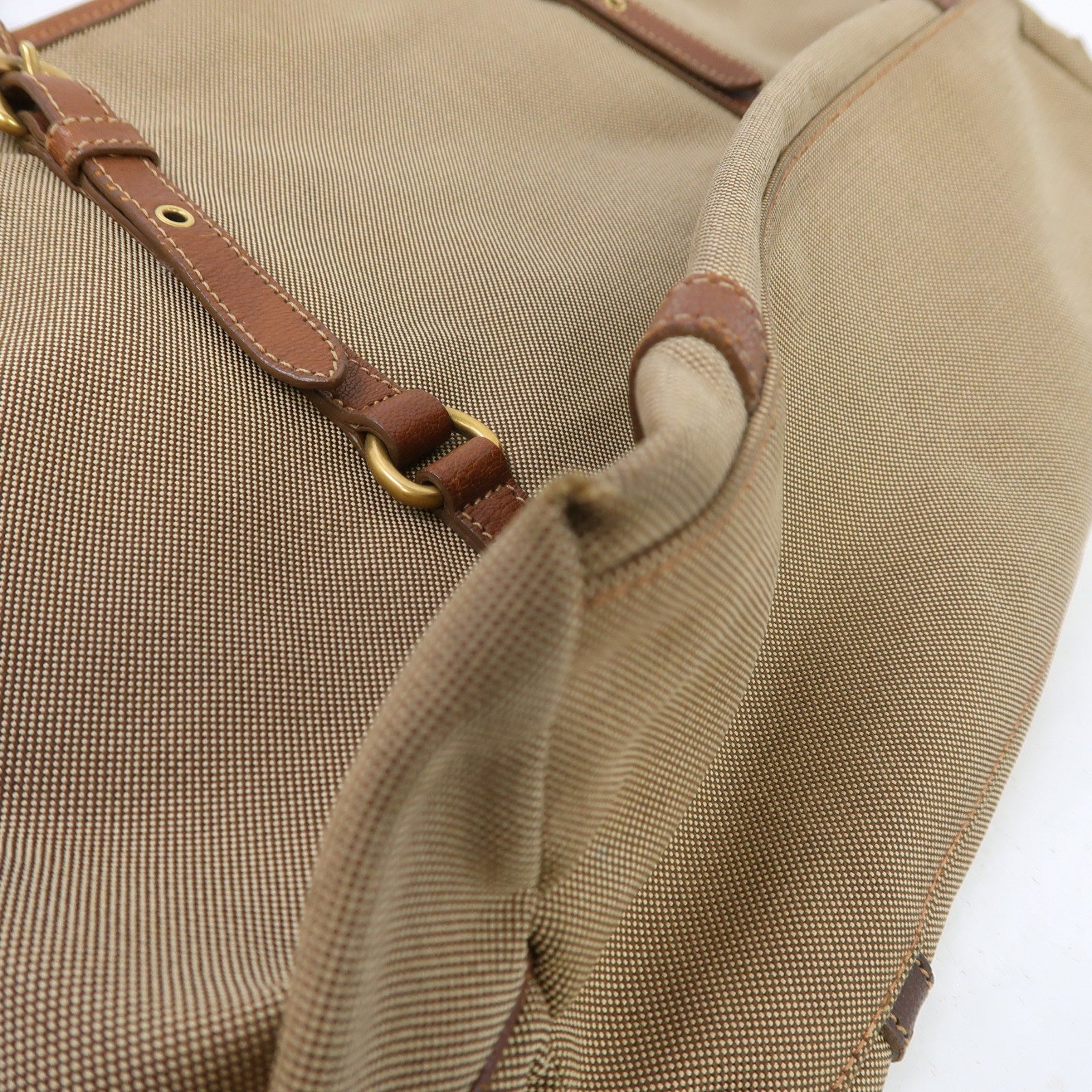 PRADA 帆布Tote Bag金扣手挽袋啡色