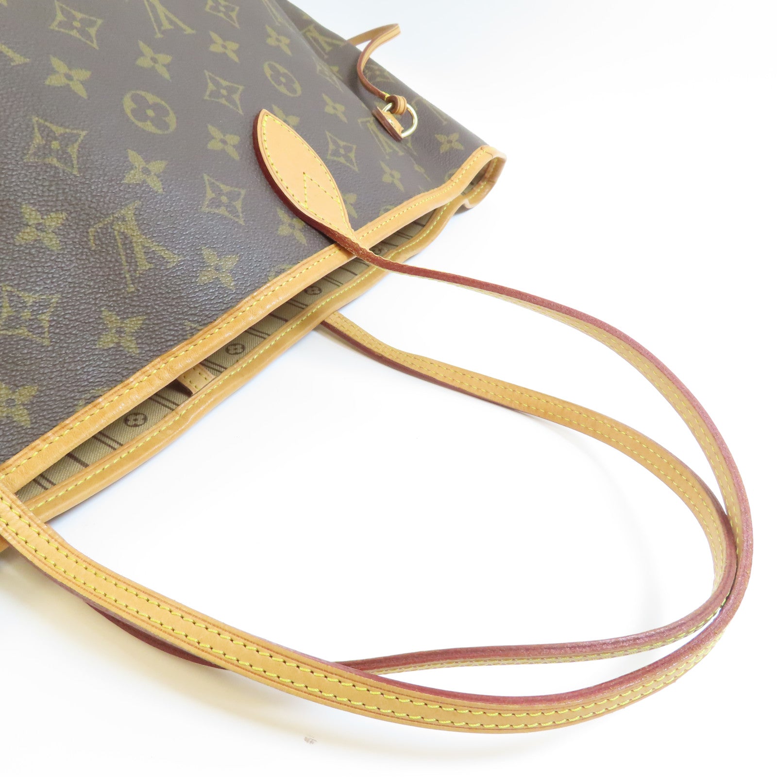 LOUIS VUITTON Monogram Neverfull GM金扣手挽袋棕色