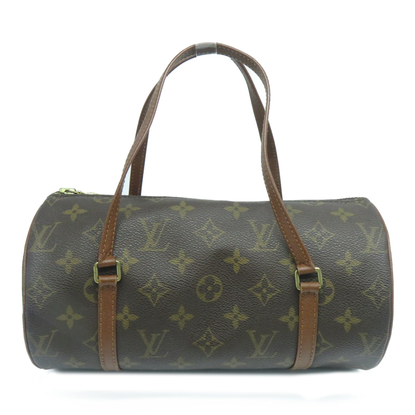 LOUIS VUITTON 【清倉大減價】Monogram Papillon PM金扣手挽袋啡色